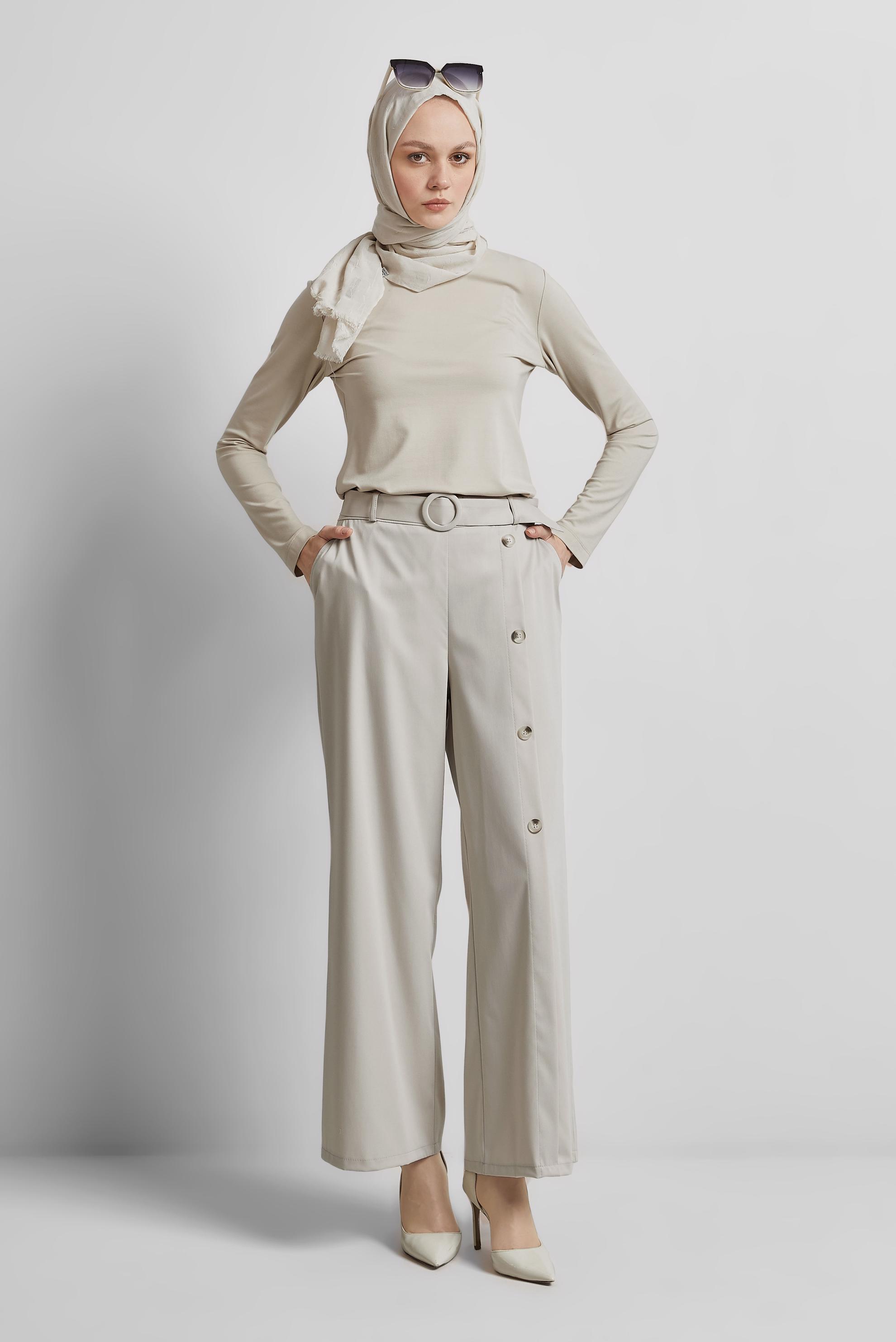 Hijab clothing BEIGE WIDE LEG PANTS 70873