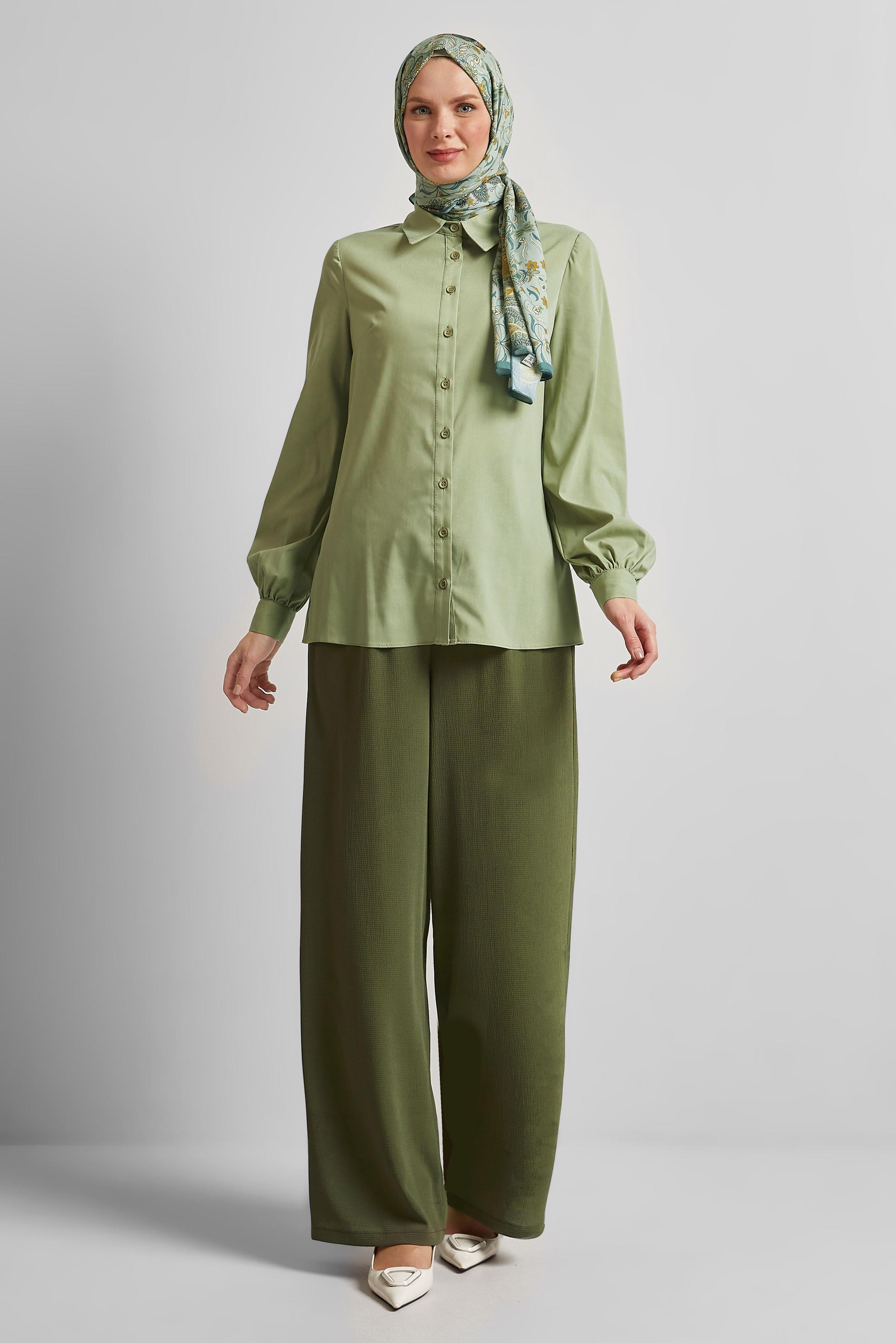 Tesettür giyim HAKİ GENİŞ PAÇA PANTOLON 70874