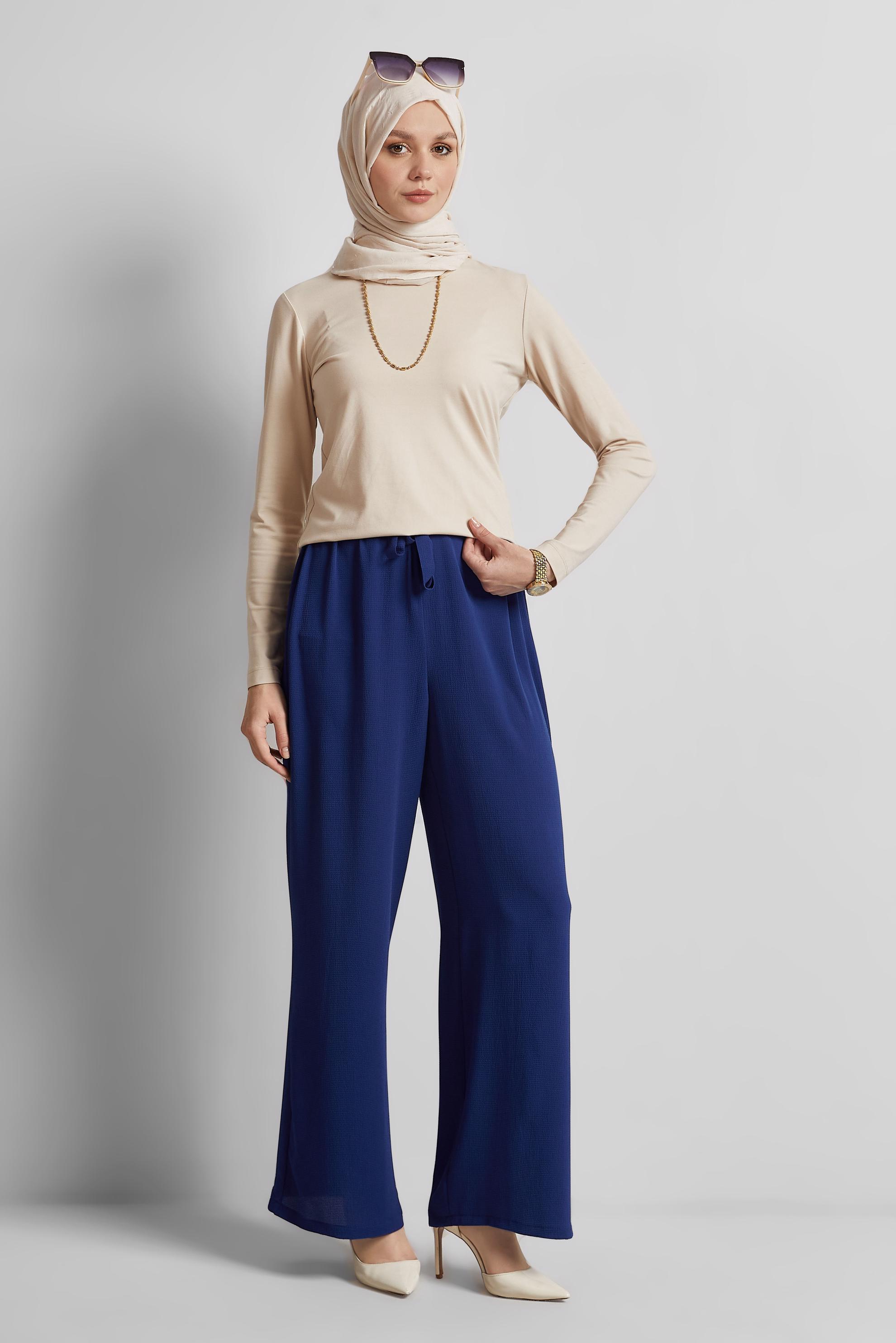 Tesettür giyim LACİVERT GENİŞ PAÇA PANTOLON 70874