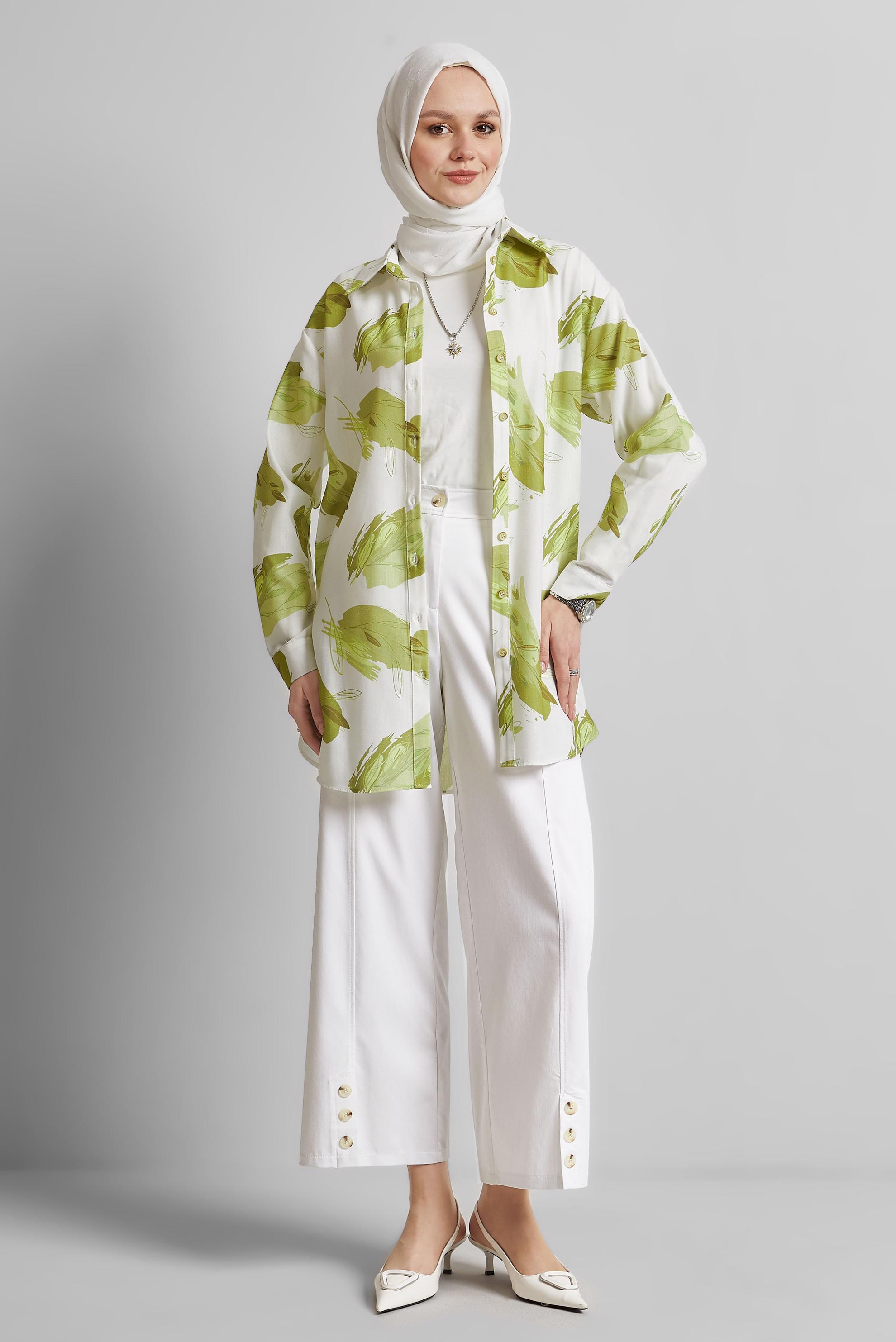 Tesettür giyim BEYAZ GENİŞ PAÇA PANTOLON 70875