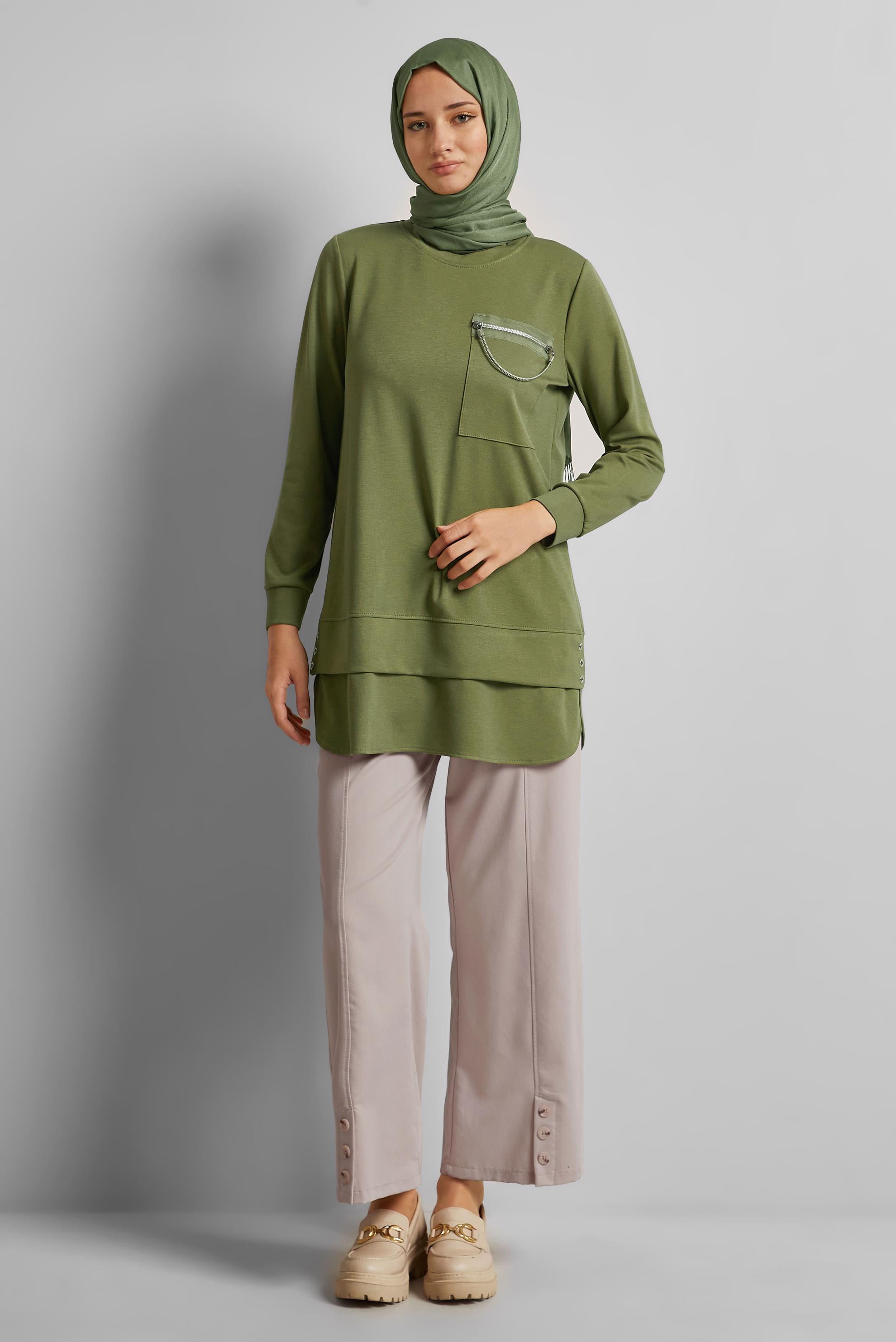 Tesettür giyim BEJ GENİŞ PAÇA PANTOLON 70875