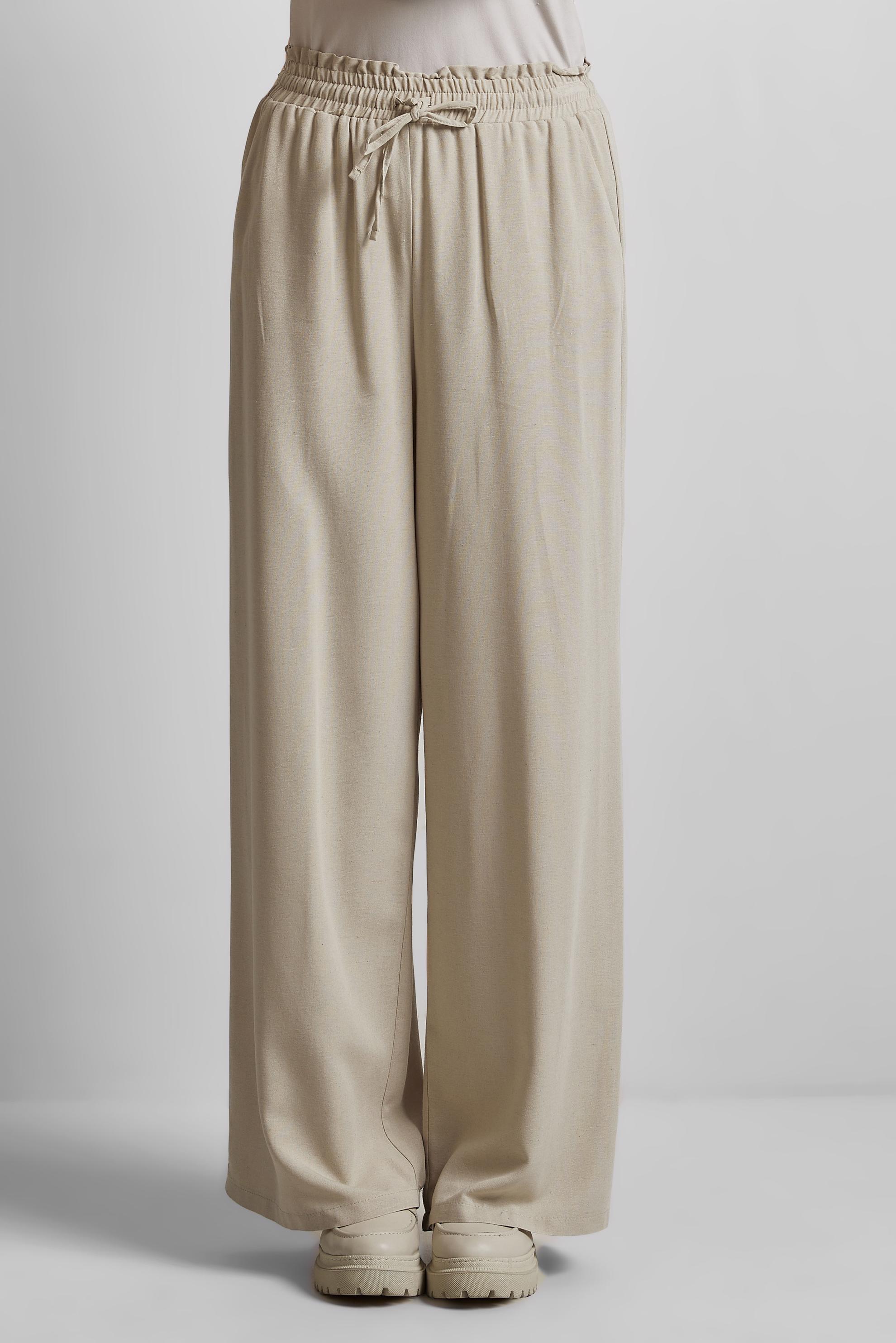 Tesettür giyim BEJ BELİ LASTİKLİ PANTOLON 70877