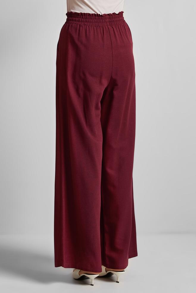 Hijab clothing CLARET RED ELASTIC WAIST PANTS 70877 - ALVİNA