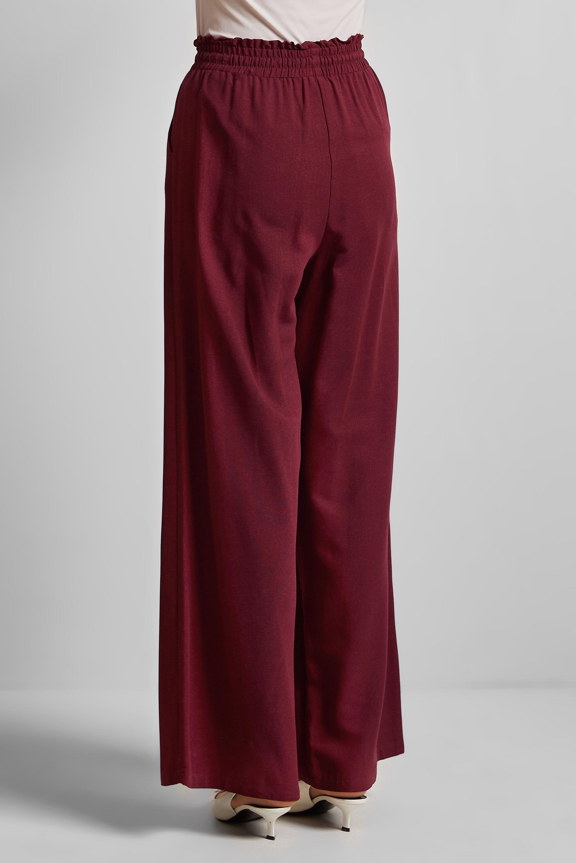 Tesettür giyim BORDO BELİ LASTİKLİ PANTOLON 70877