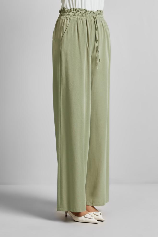 Hijab clothing GREEN ELASTIC WAIST PANTS 70877 - ALVİNA