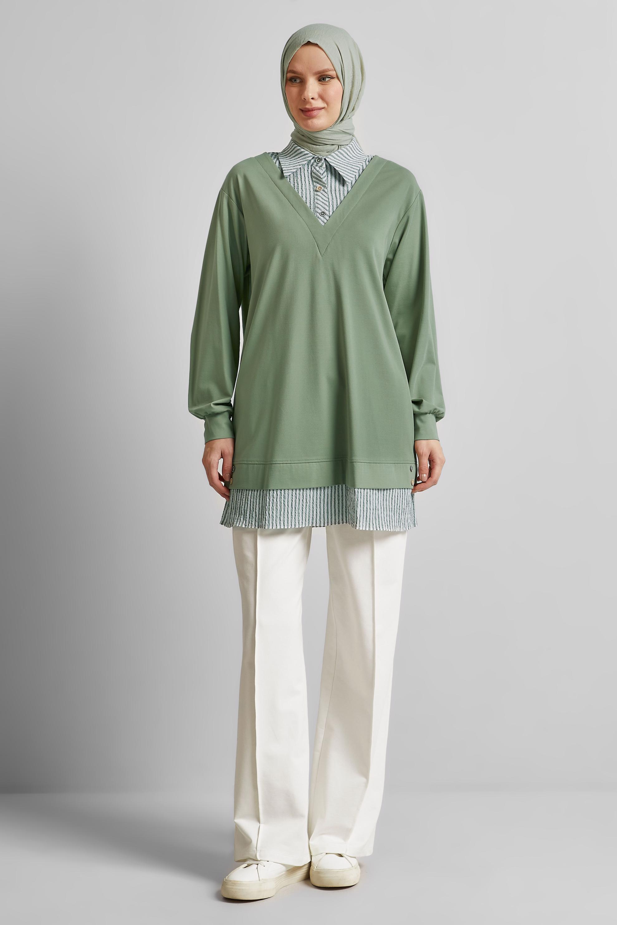 Tesettür giyim BEYAZ BELİ LASTİKLİ PANTOLON 70879