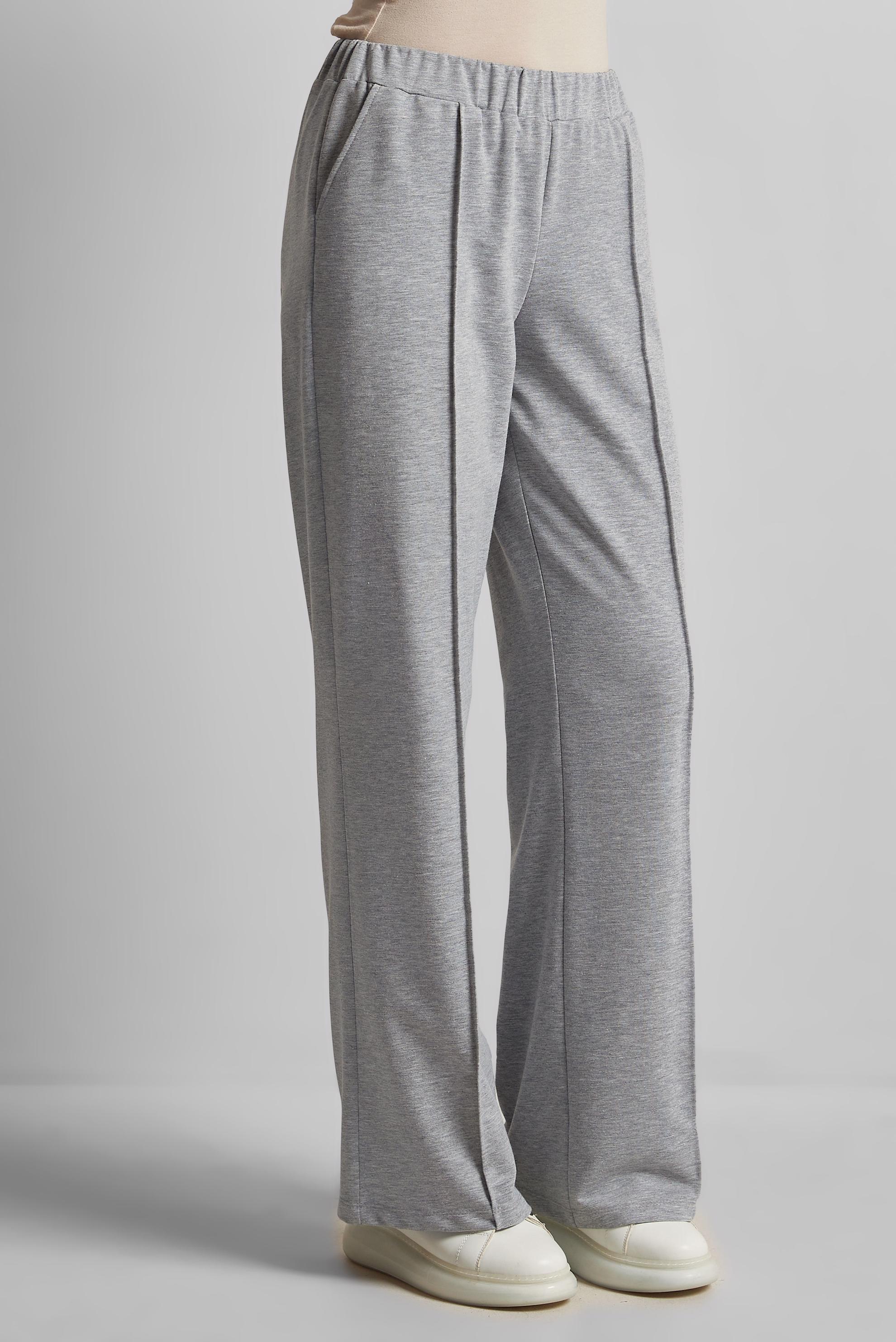 Tesettür giyim GRİ BELİ LASTİKLİ PANTOLON 70879