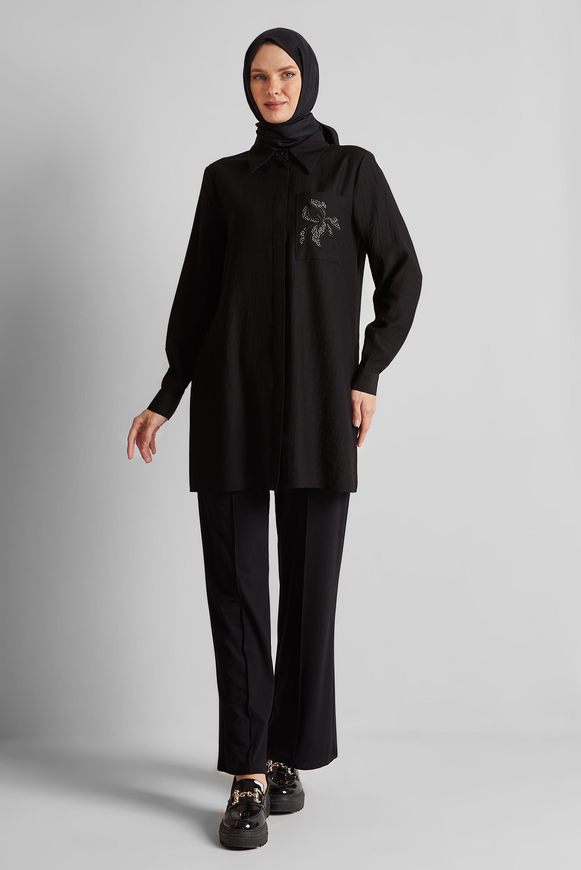 Hijab clothing BLACK ELASTIC WAIST PANTS 70880