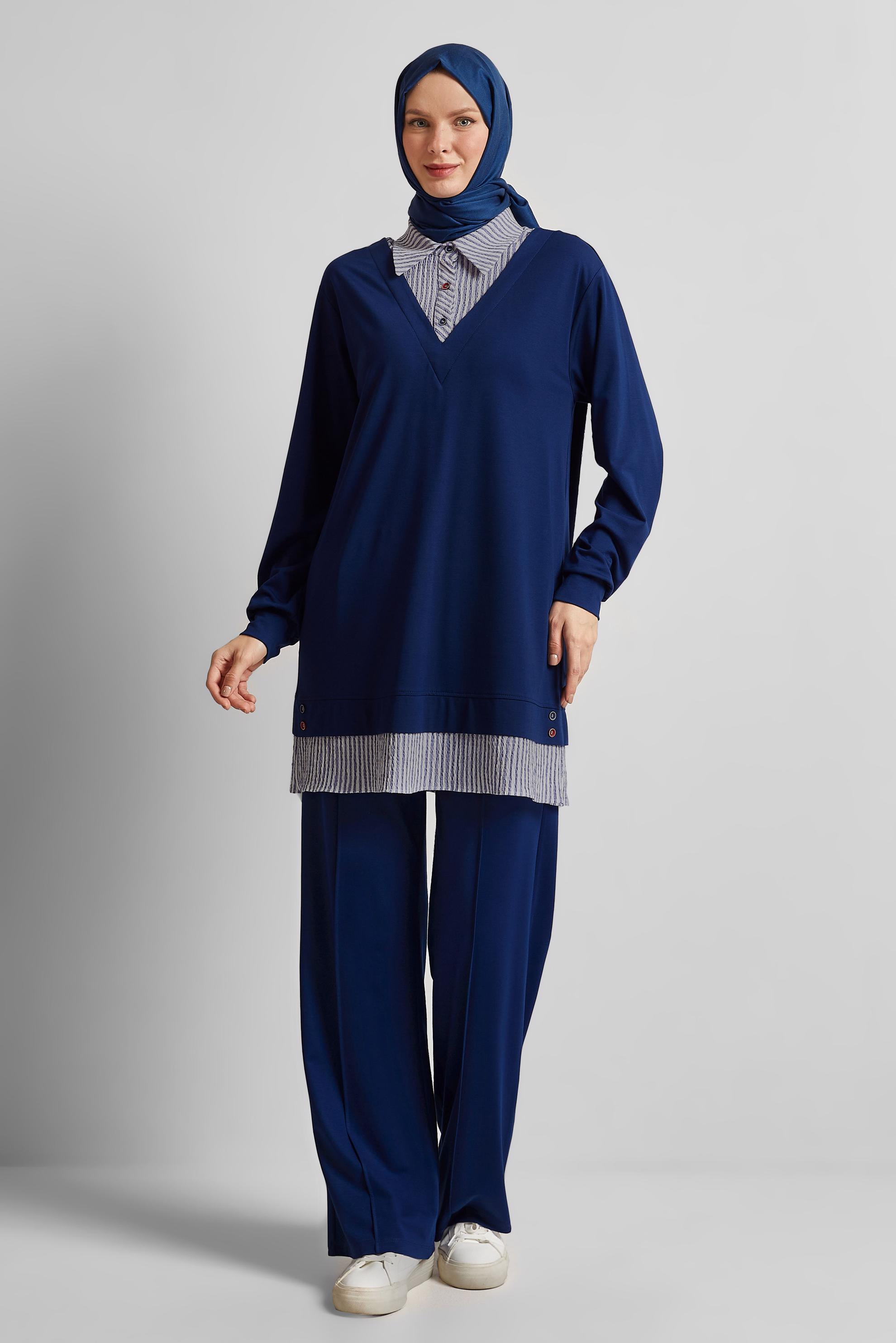 Tesettür giyim LACİVERT BELİ LASTİKLİ PANTOLON 70880