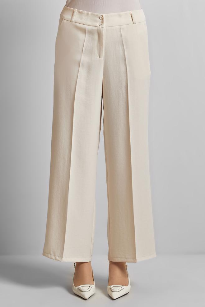 Hijab clothing ECRU WIDE LEG PANTS 70881 - ALVİNA