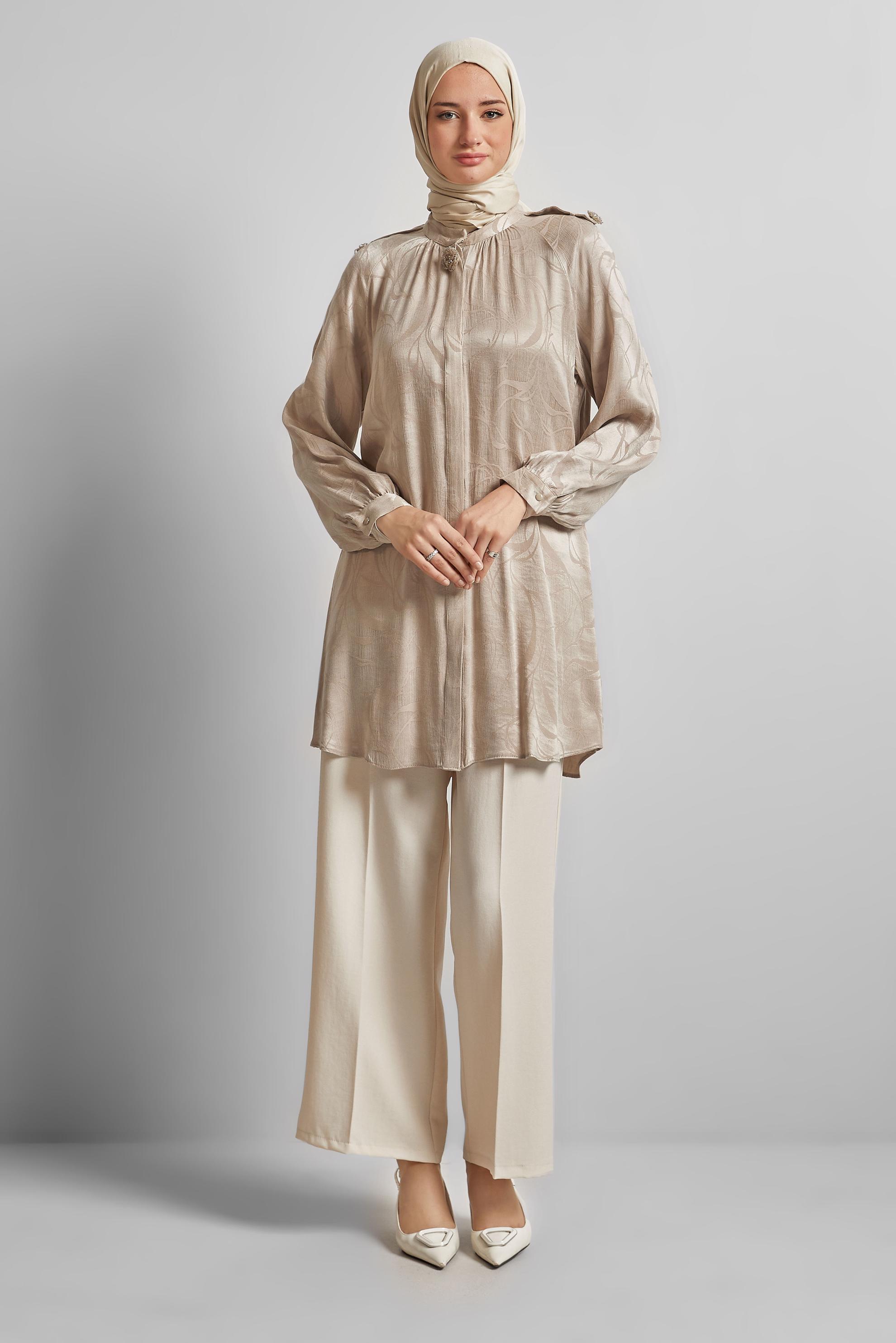 Hijab clothing ECRU WIDE LEG PANTS 70881