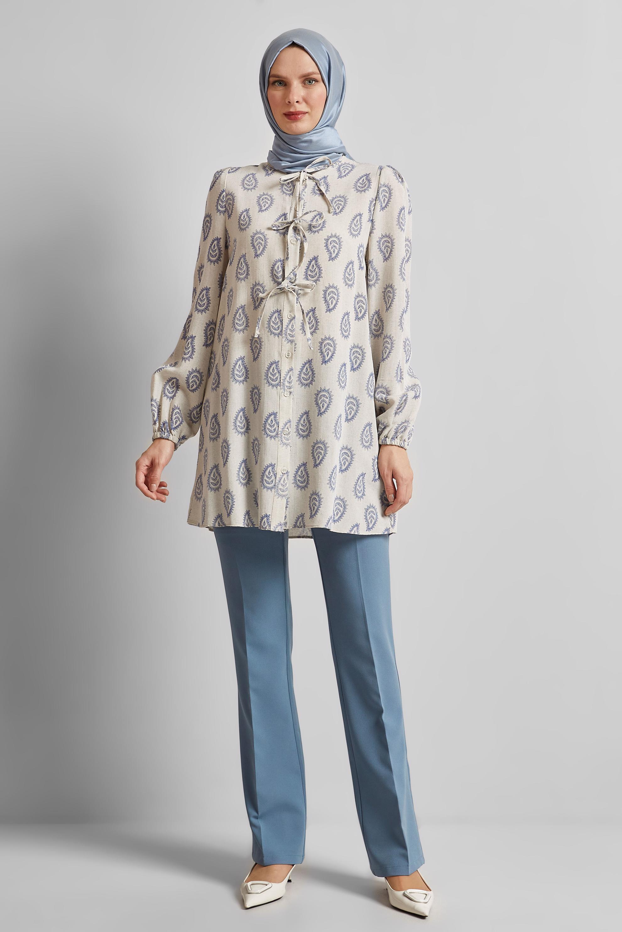 Tesettür giyim MAVİ DÜZ PAÇA PANTOLON 70882