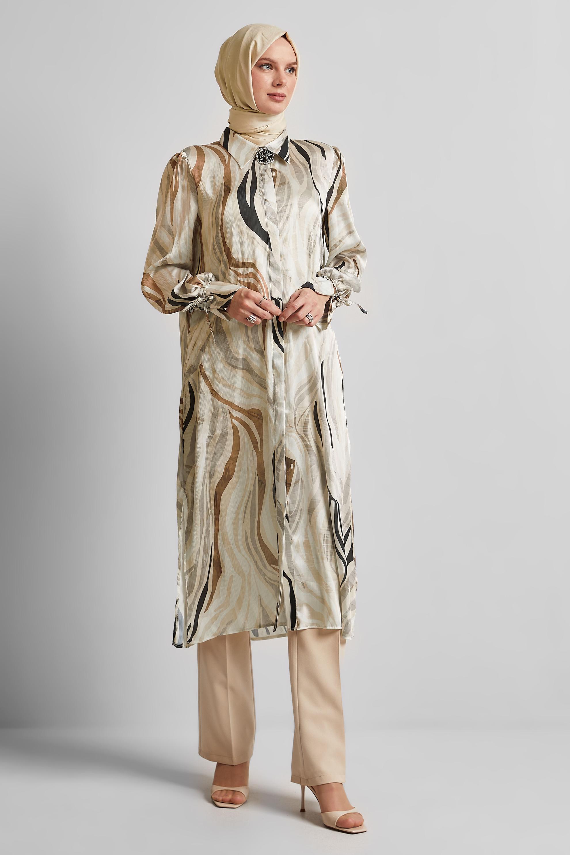 Tesettür giyim BEJ DÜZ PAÇA PANTOLON 70882