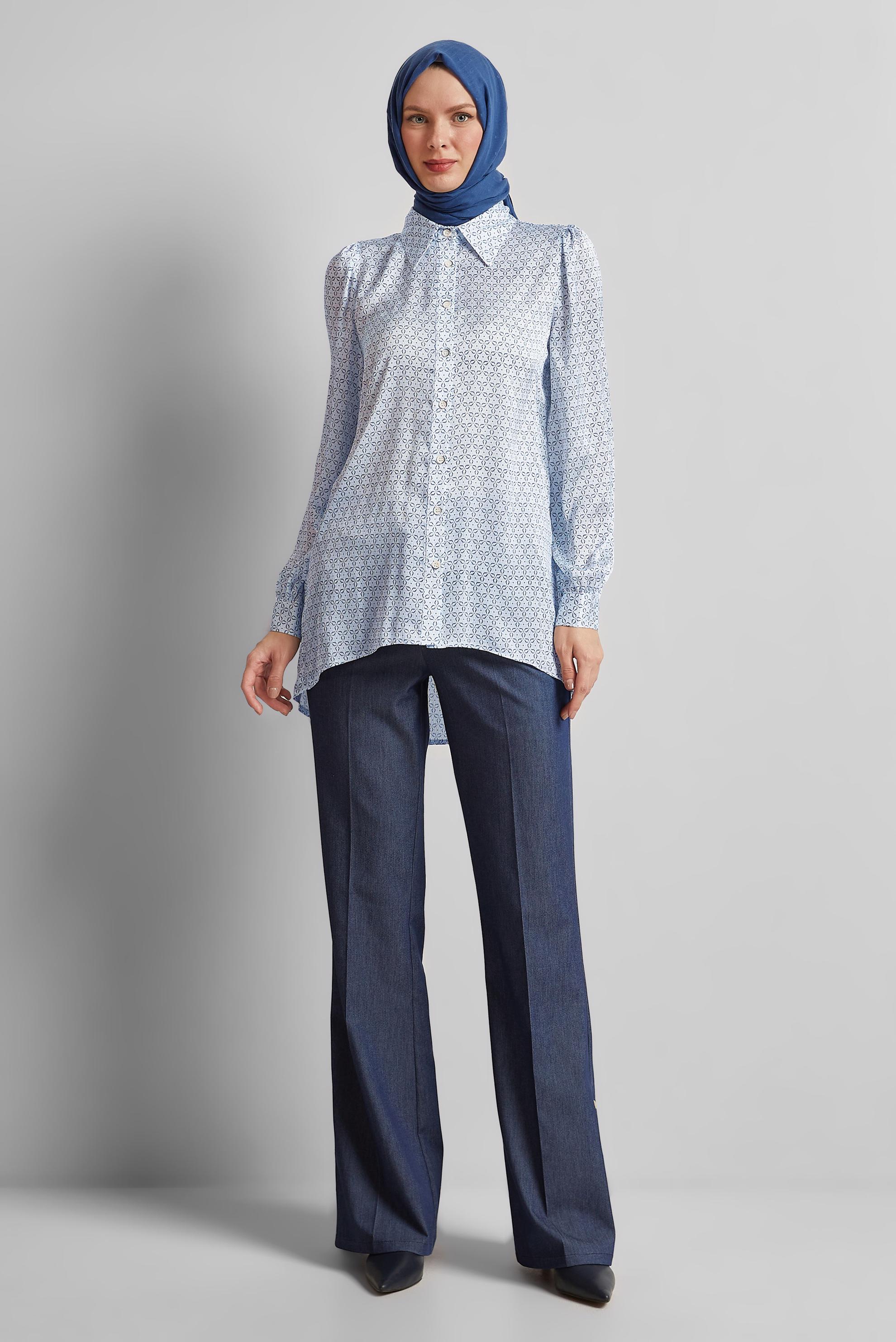 Tesettür giyim LACİVERT İSPANYOL PAÇA PANTOLON 70883