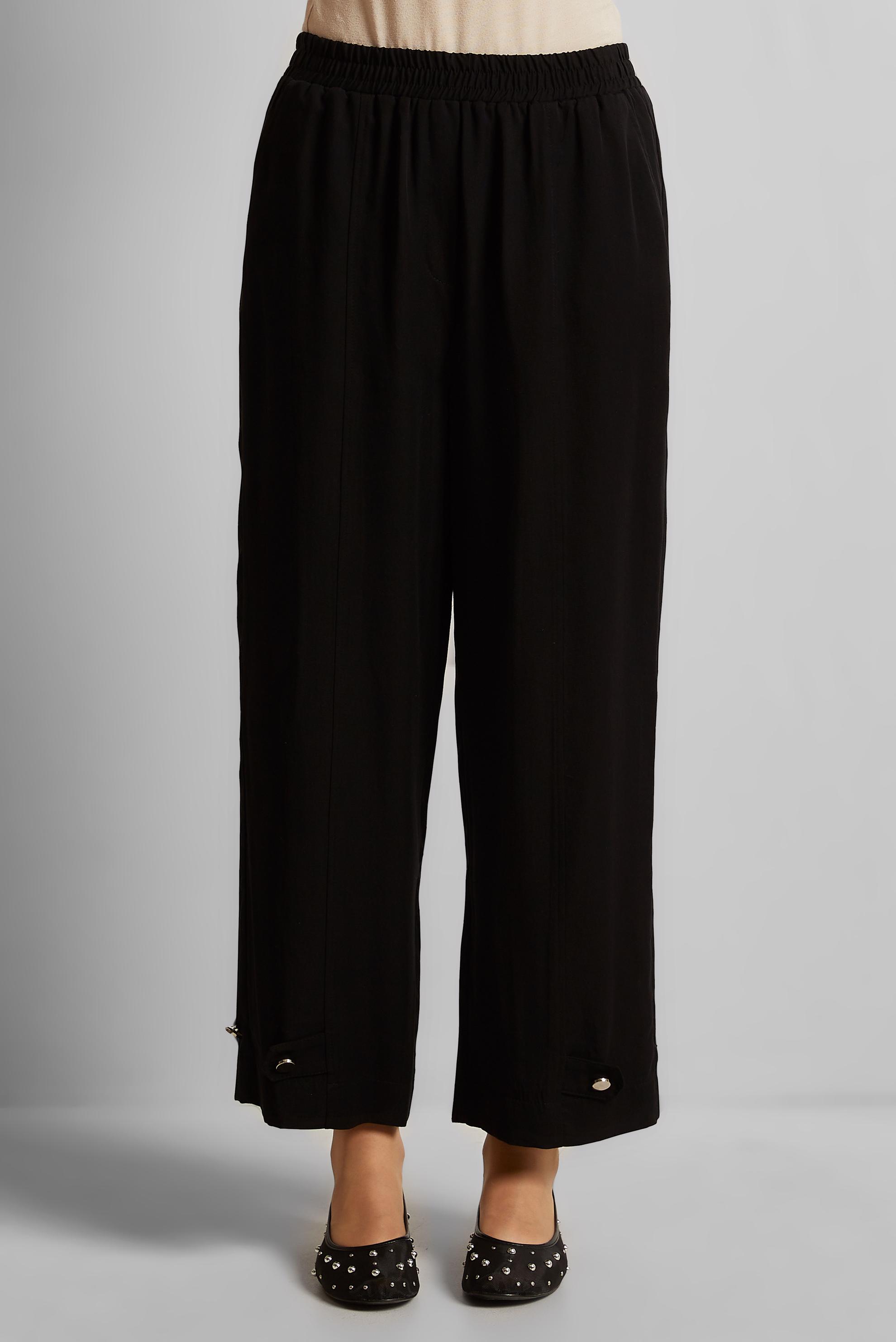 Tesettür giyim SİYAH GENİŞ PAÇA LYOCELL PANTOLON 70889