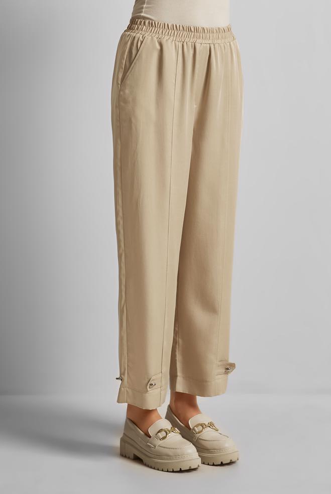Hijab clothing BEIGE WIDE LEG LYOCELL PANTS 70889 - ALVİNA