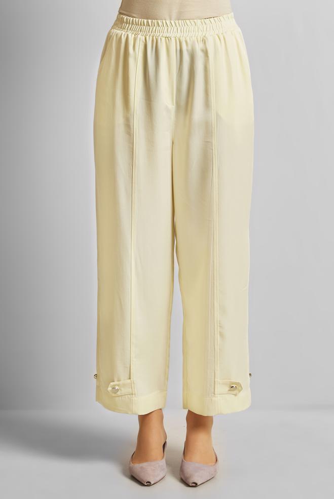 Hijab clothing ECRU WIDE LEG LYOCELL PANTS 70889 - ALVİNA