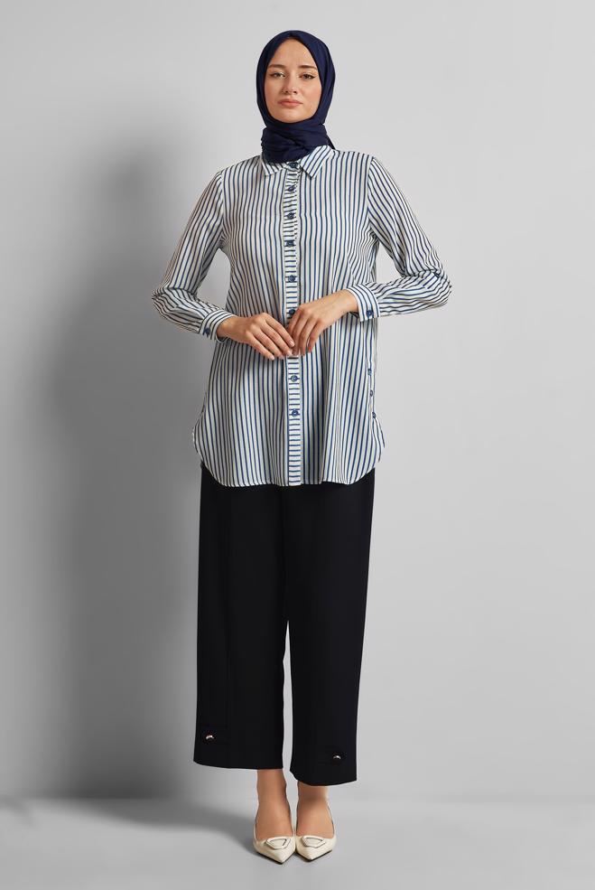 Hijab clothing BLACK ELASTIC WAIST PANTS 70890 - ALVİNA