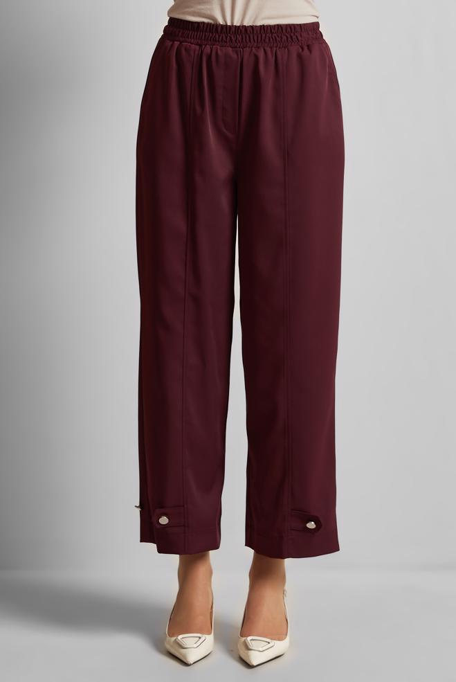 Hijab clothing CLARET RED ELASTIC WAIST PANTS 70890 - ALVİNA