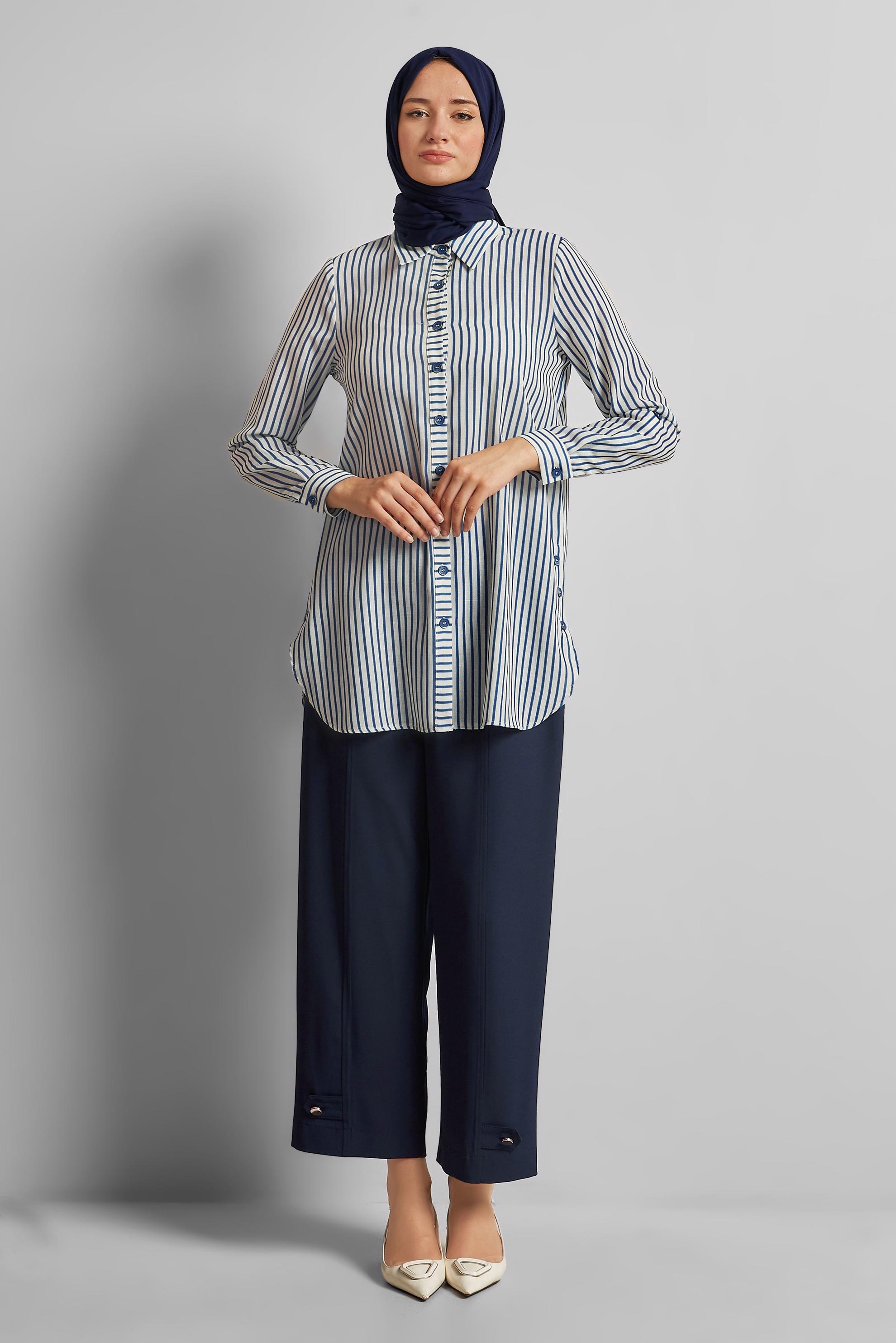 Tesettür giyim LACİVERT BELİ LASTİKLİ PANTOLON 70890