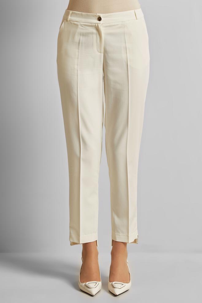 Hijab clothing WHITE ZIPPER DETAILED PANTS 70891 - ALVİNA