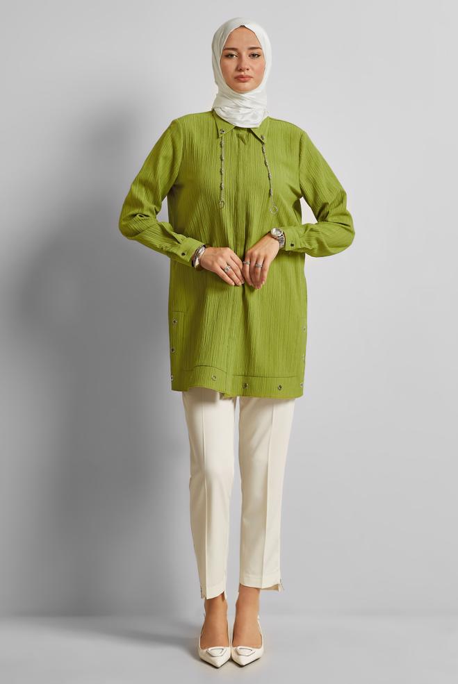 Hijab clothing WHITE ZIPPER DETAILED PANTS 70891 - ALVİNA