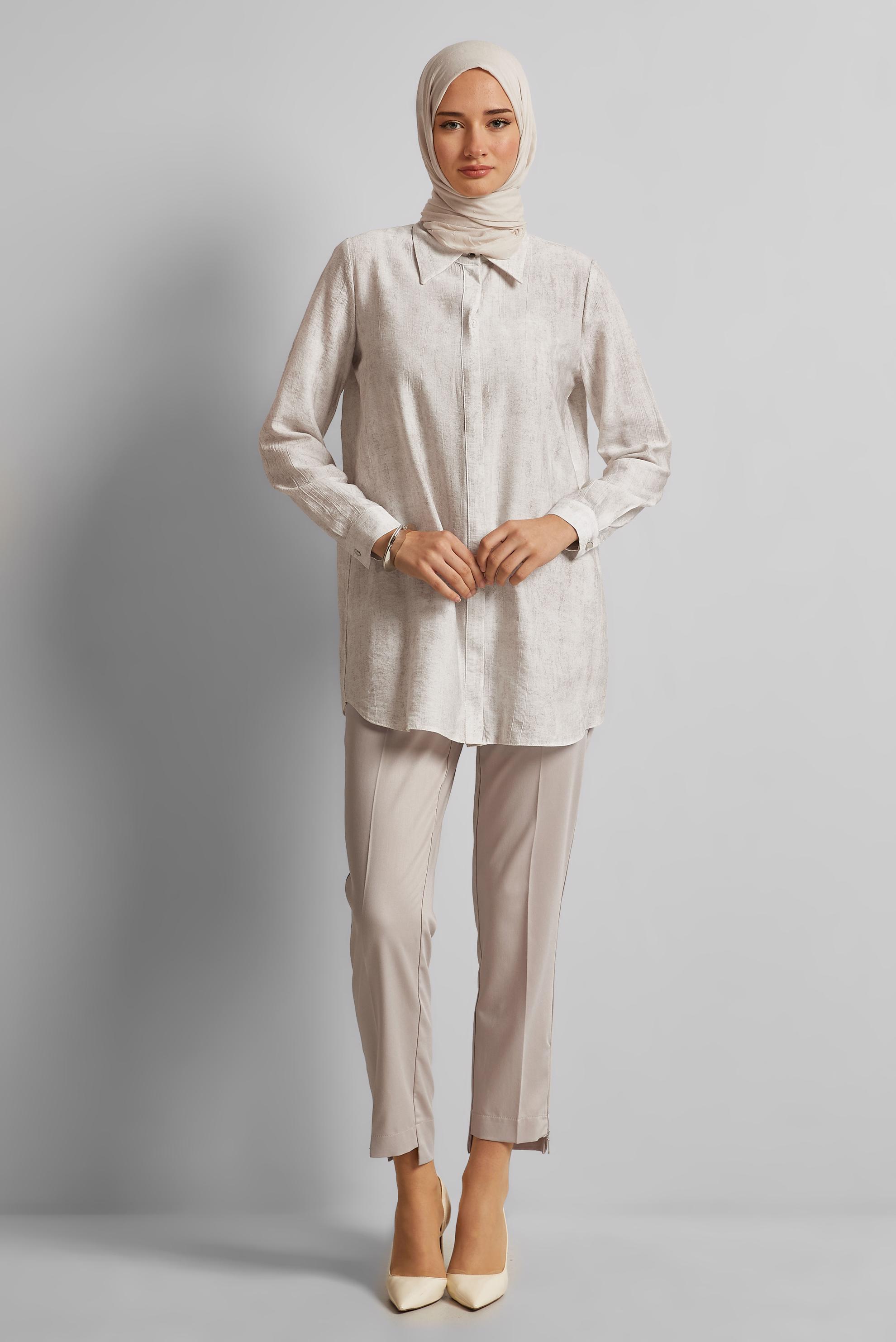 Tesettür giyim BEJ FERMUAR DETAYLI PANTOLON 70891