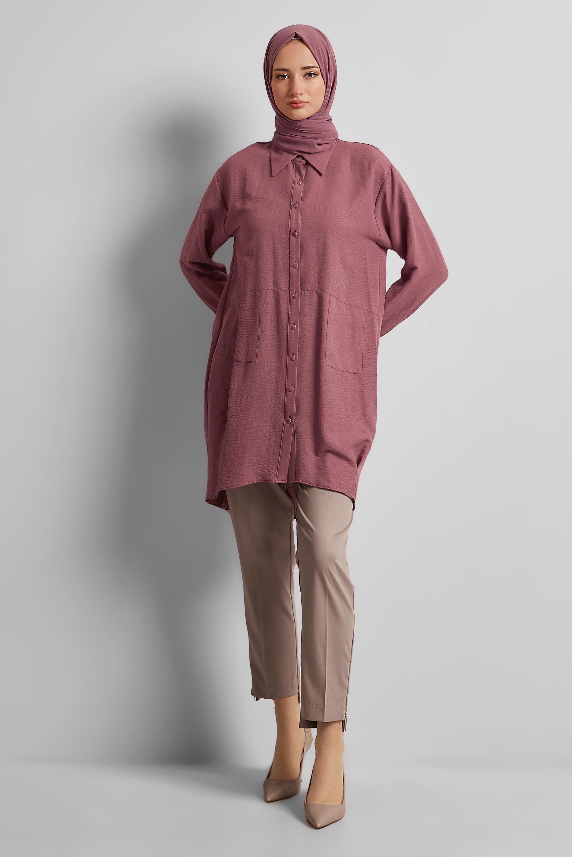 Tesettür giyim VİZON FERMUAR DETAYLI PANTOLON 70891