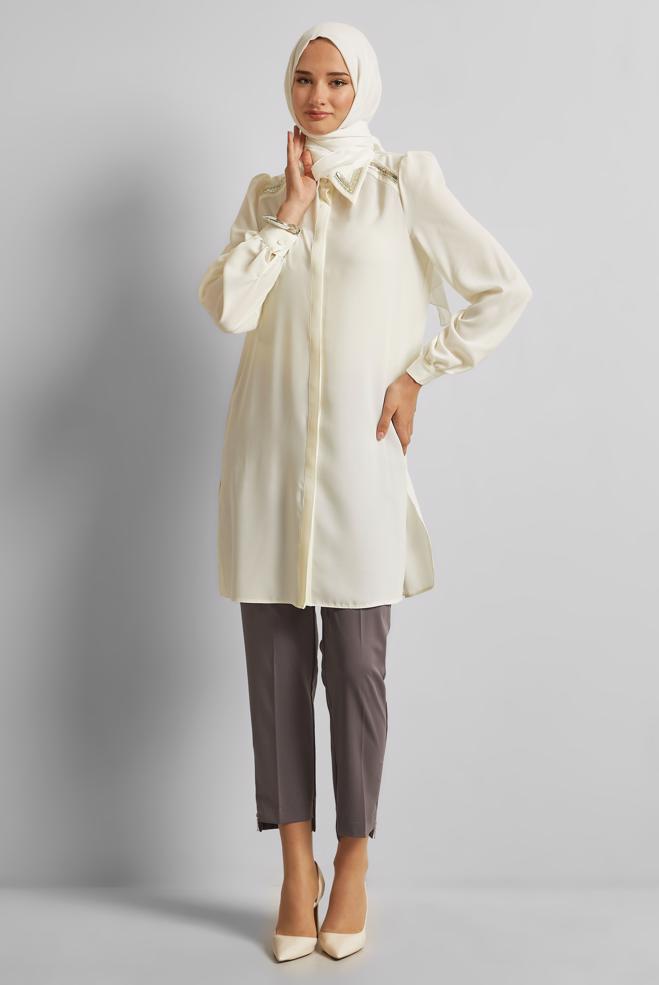 Hijab clothing MINK ZIPPER DETAILED PANTS 70891 - ALVİNA