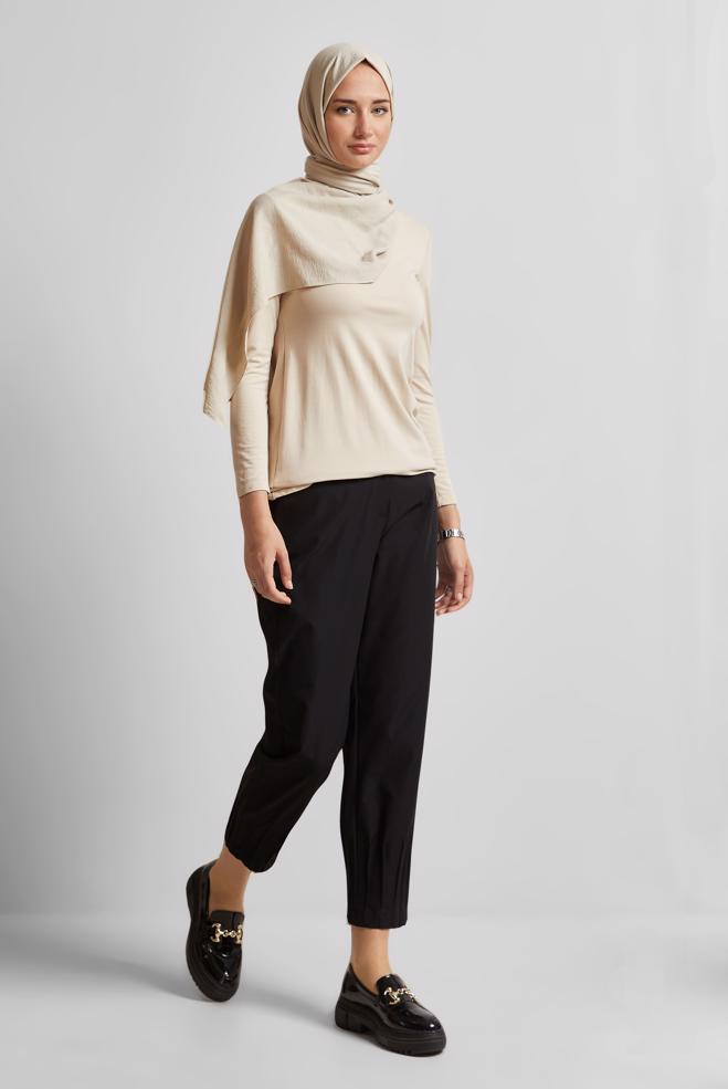 Hijab clothing BLACK PLEATED PANTS 70892 - ALVİNA
