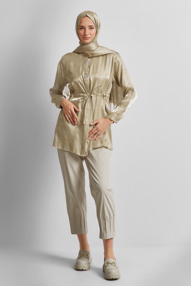 Hijab clothing BEIGE PLEATED PANTS 70892 - ALVİNA