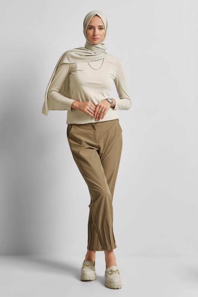Hijab clothing BROWN PLEATED PANTS 70892 - ALVİNA