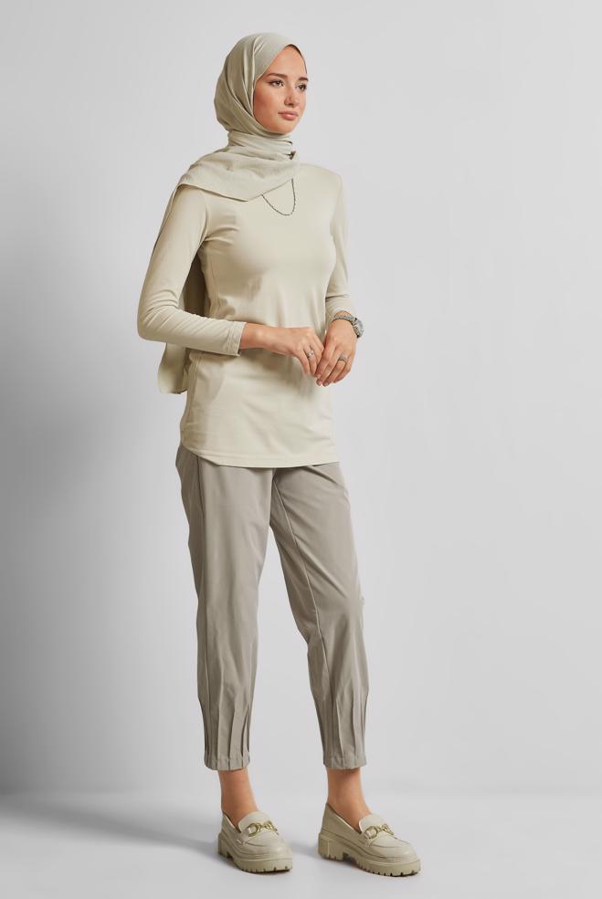 Hijab clothing SAND PLEATED PANTS 70892 - ALVİNA