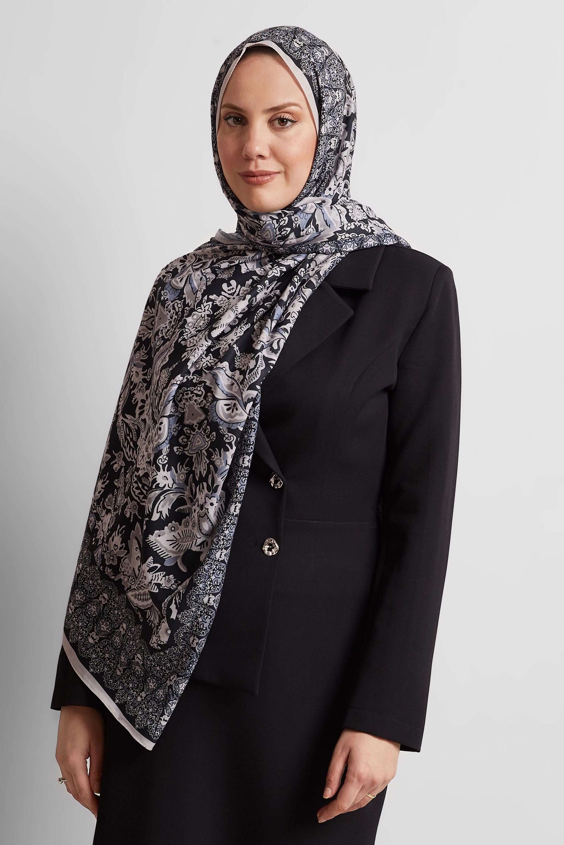 Vêtements hijab NOIR CHÂLE À MOTIFS ALVINA 10171