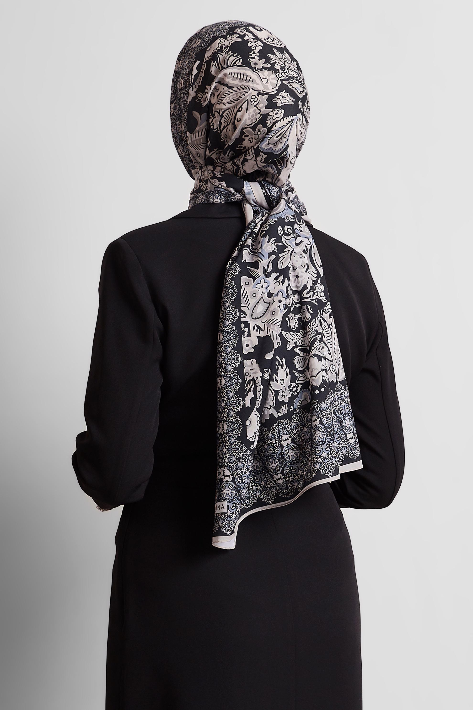 Vêtements hijab NOIR CHÂLE À MOTIFS ALVINA 10171