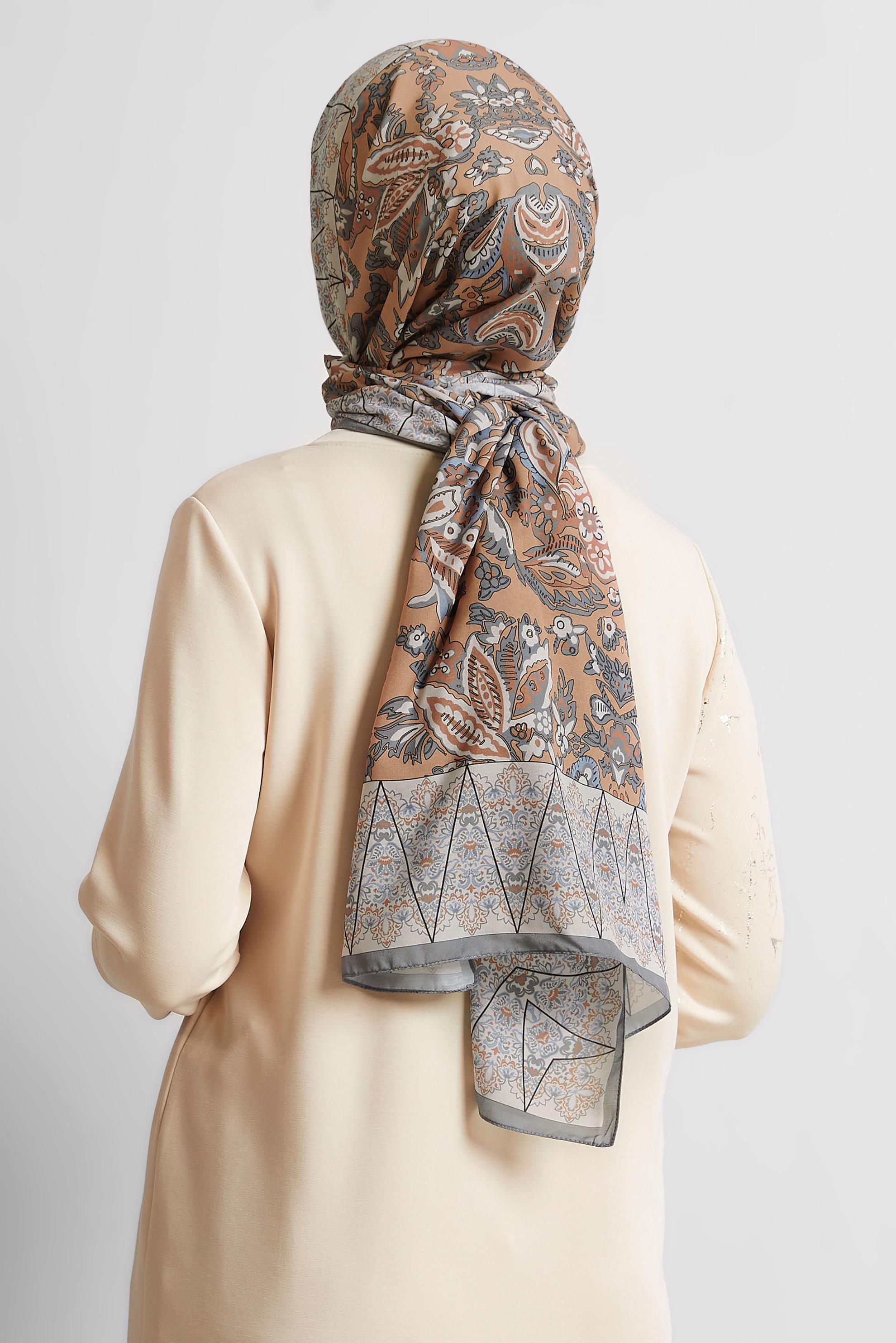 Tesettür giyim GRİ ALVİNA DESENLİ ŞAL 10171