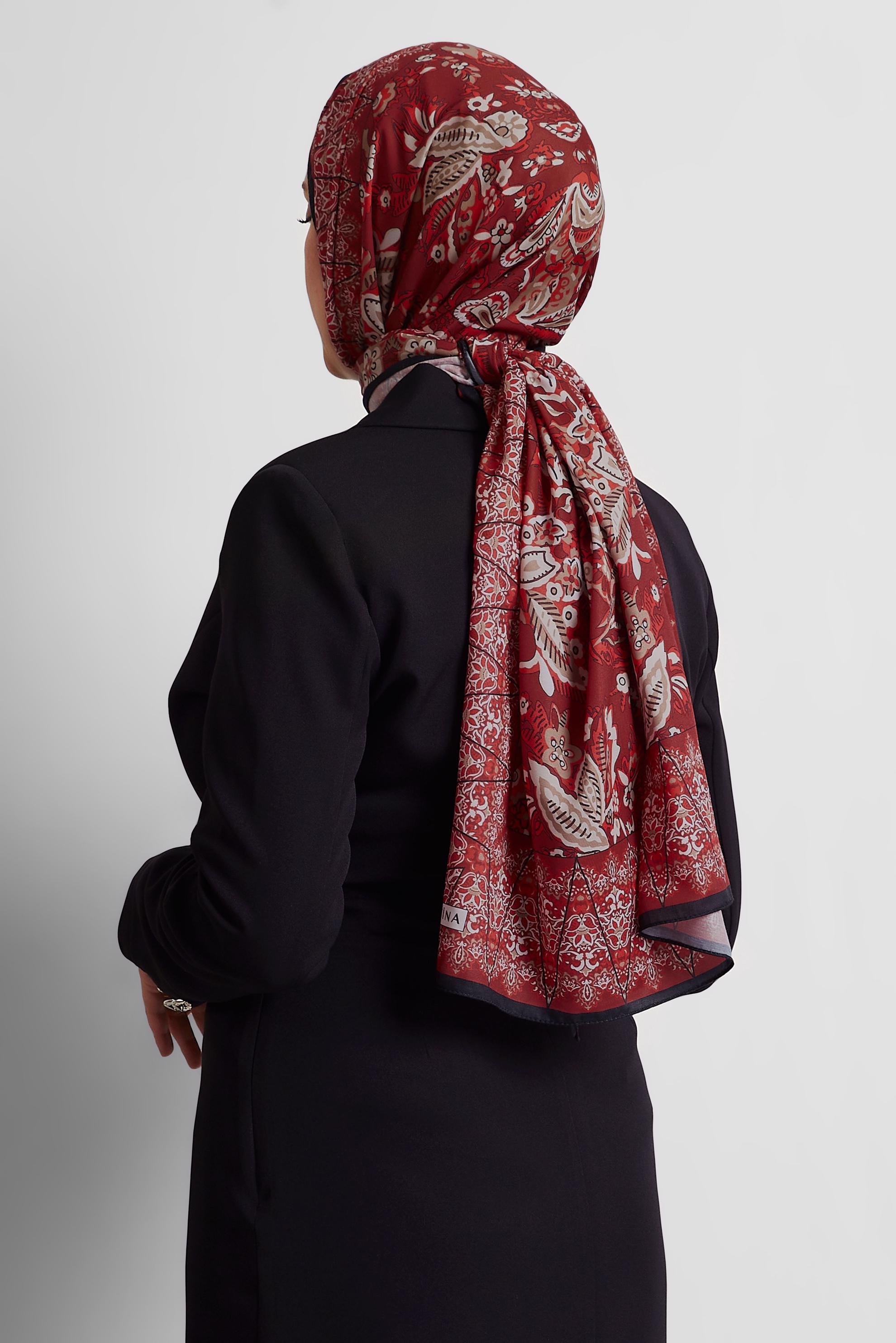 Tesettür giyim BORDO ALVİNA DESENLİ ŞAL 10171