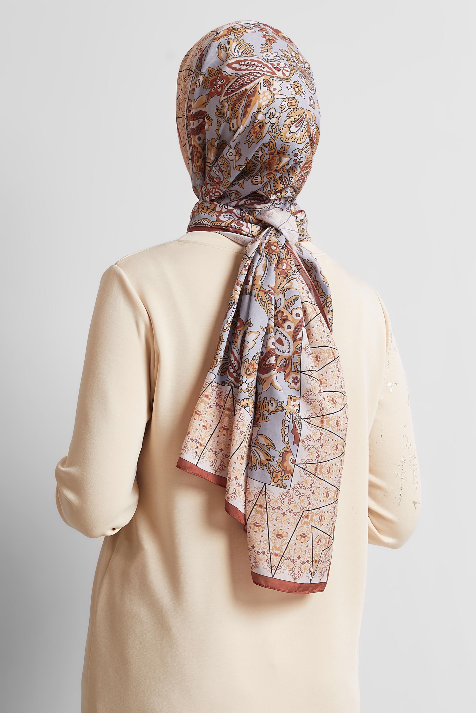 Tesettür giyim TURUNCU ALVİNA DESENLİ ŞAL 10171