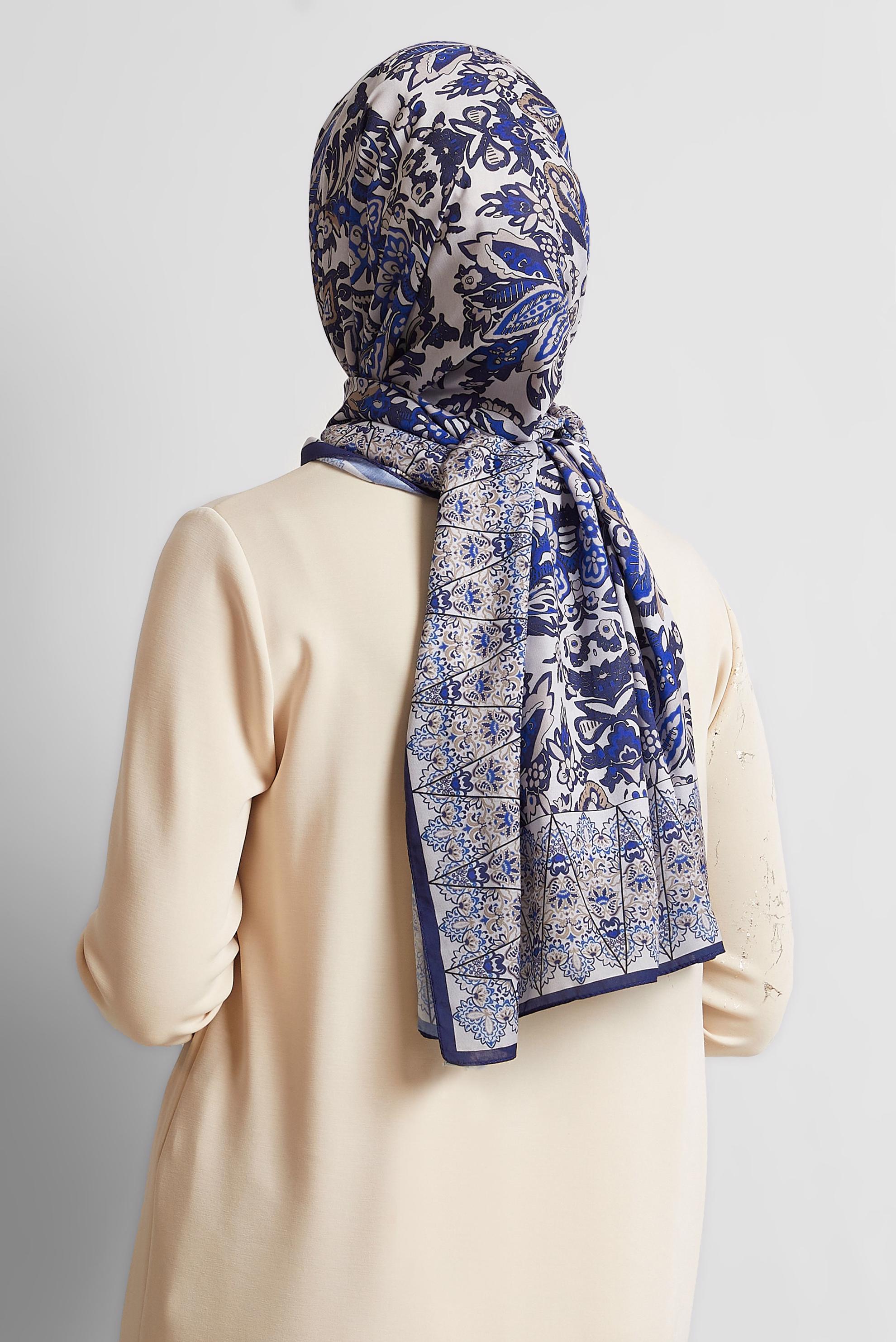 Tesettür giyim LACİVERT ALVİNA DESENLİ ŞAL 10171