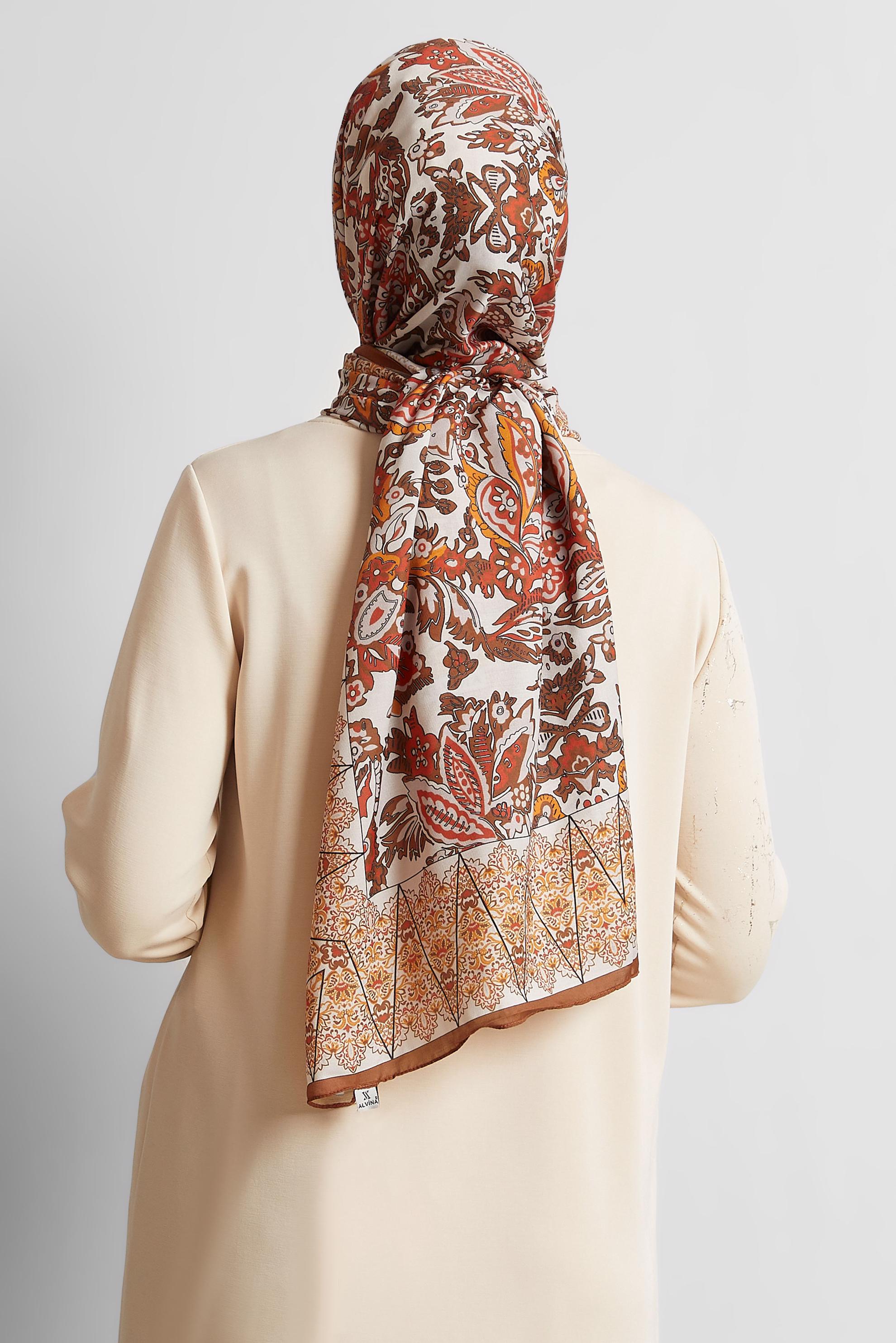 Tesettür giyim TABA ALVİNA DESENLİ ŞAL 10171