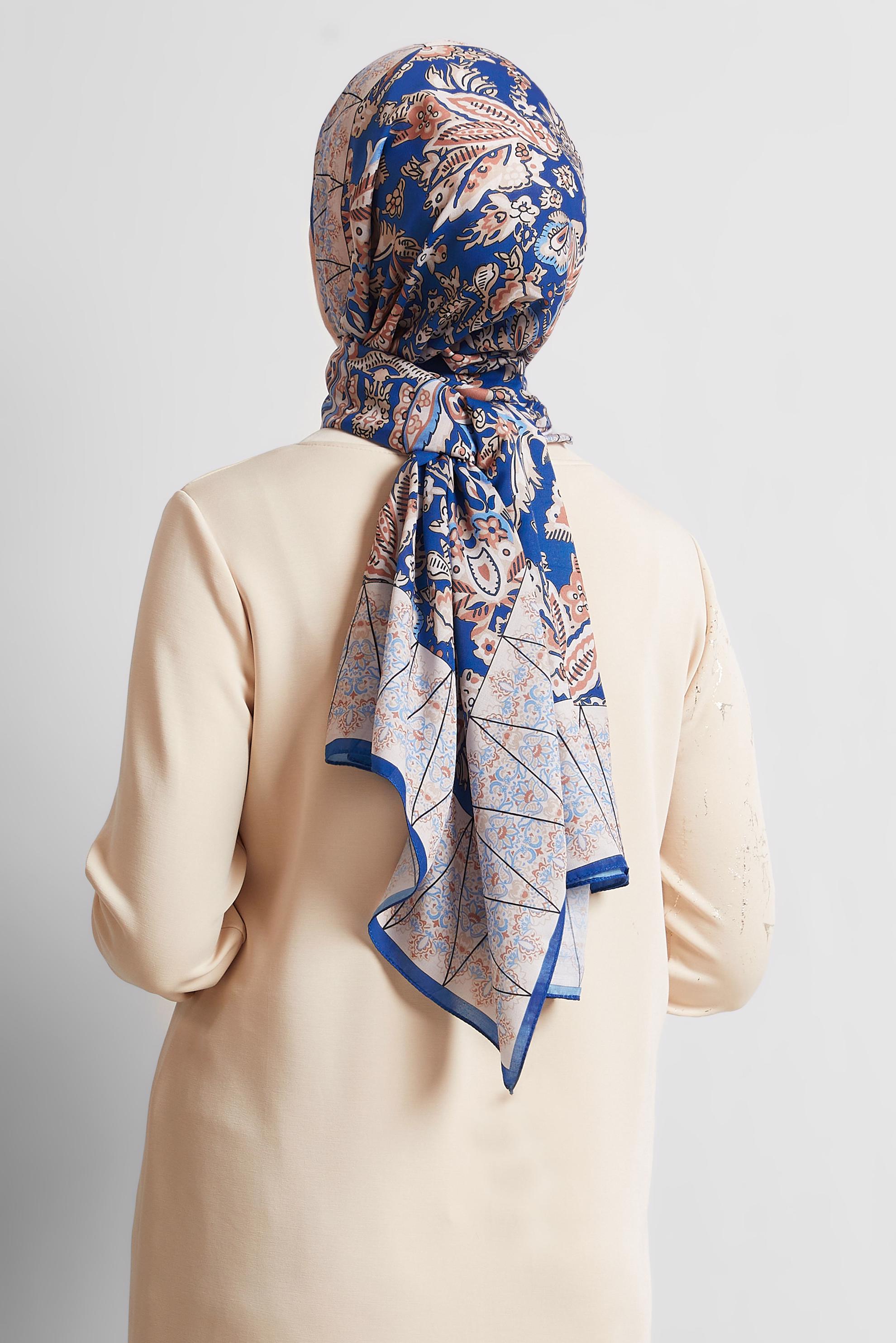 Tesettür giyim LACİVERT ALVİNA DESENLİ ŞAL 10171