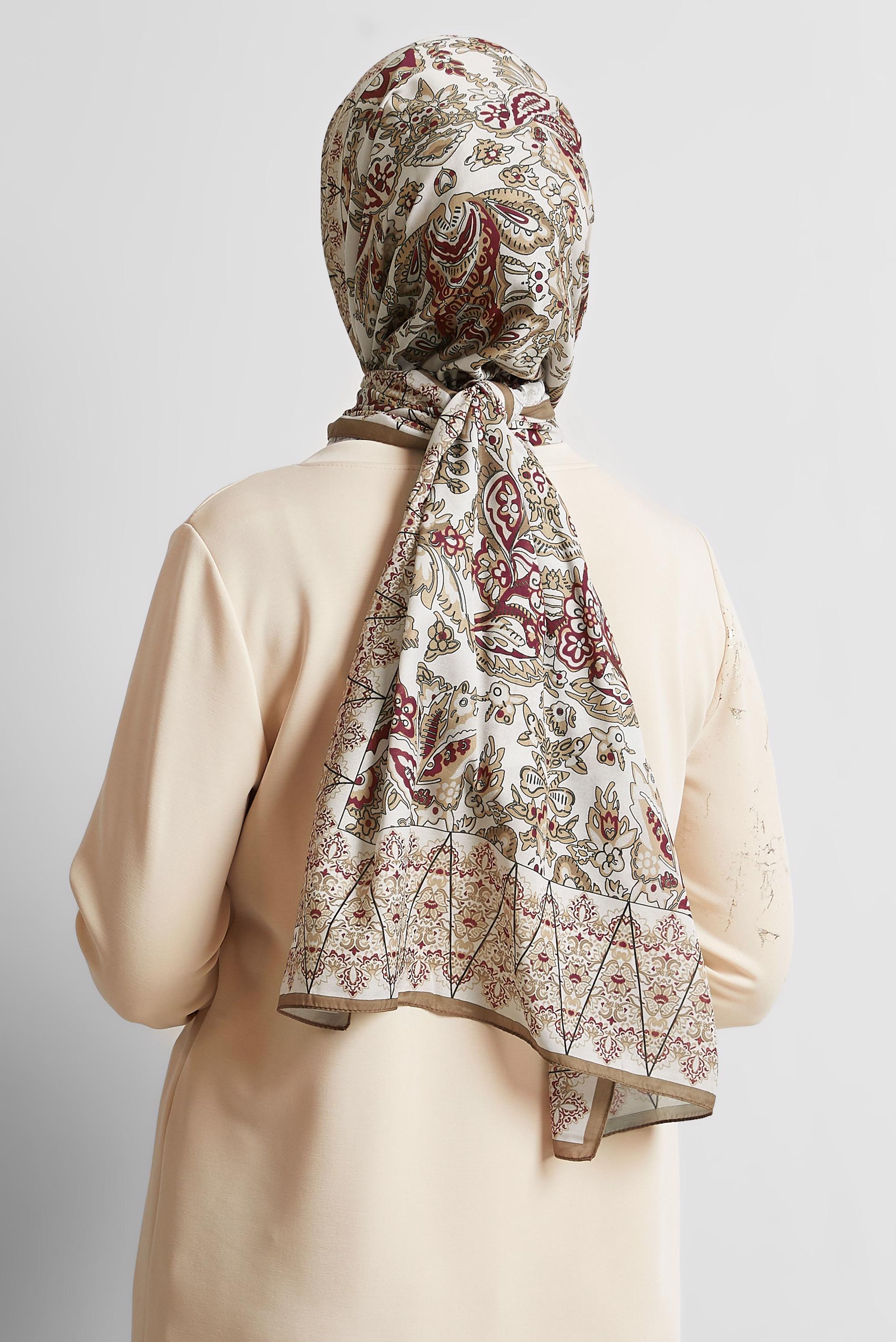 Tesettür giyim VİZON ALVİNA DESENLİ ŞAL 10171