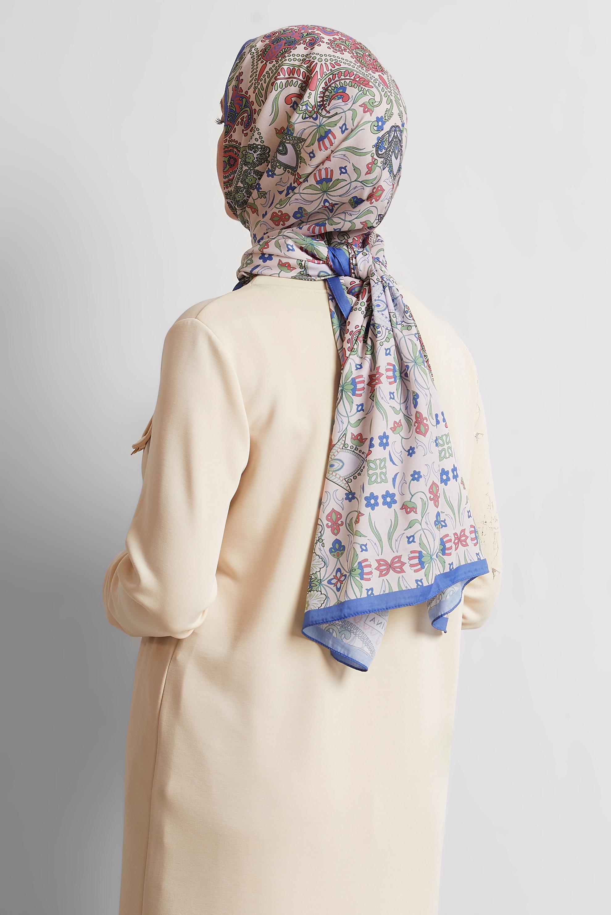 Tesettür giyim MAVİ ALVİNA DESENLİ ŞAL 10172