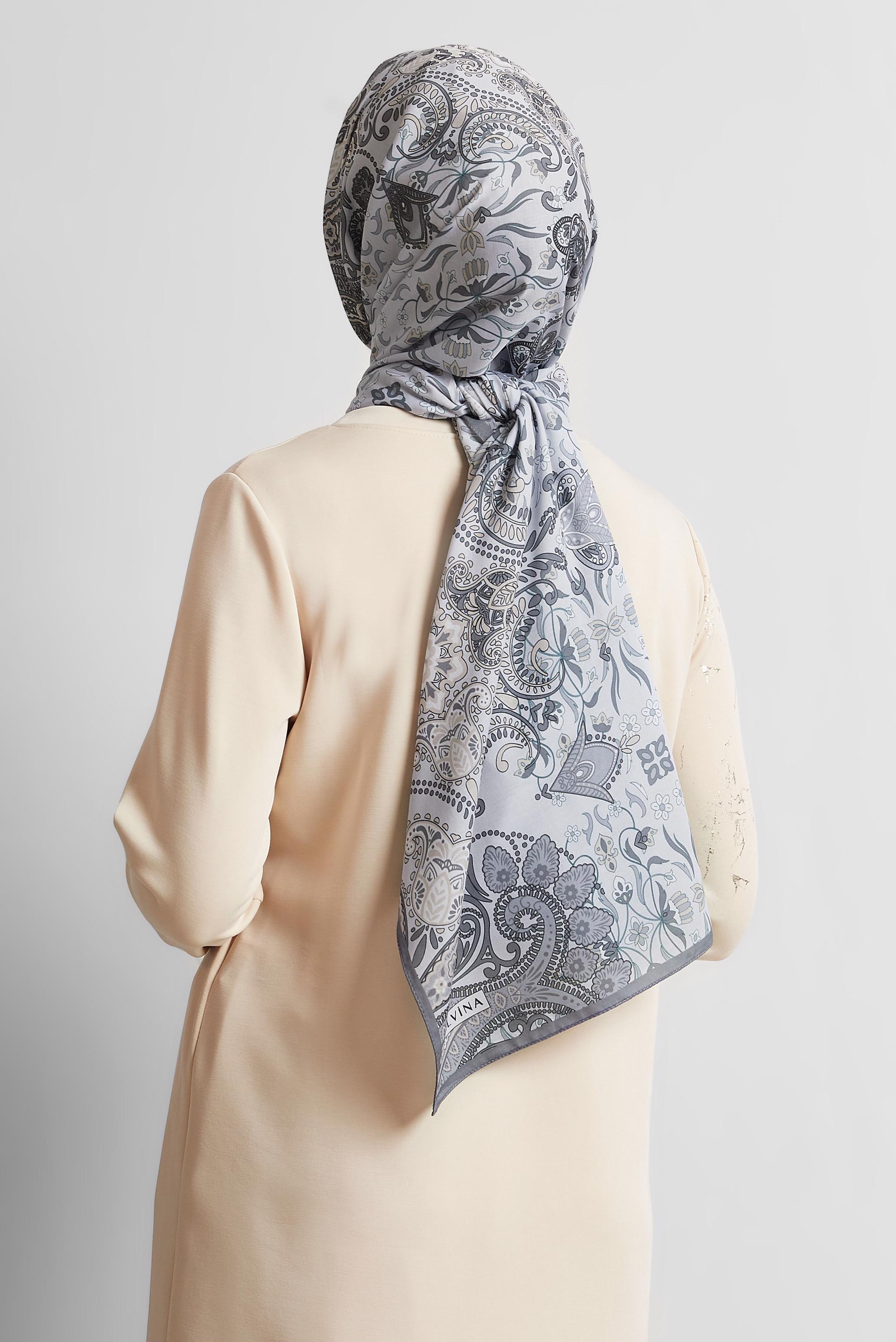 Tesettür giyim GRİ ALVİNA DESENLİ ŞAL 10172