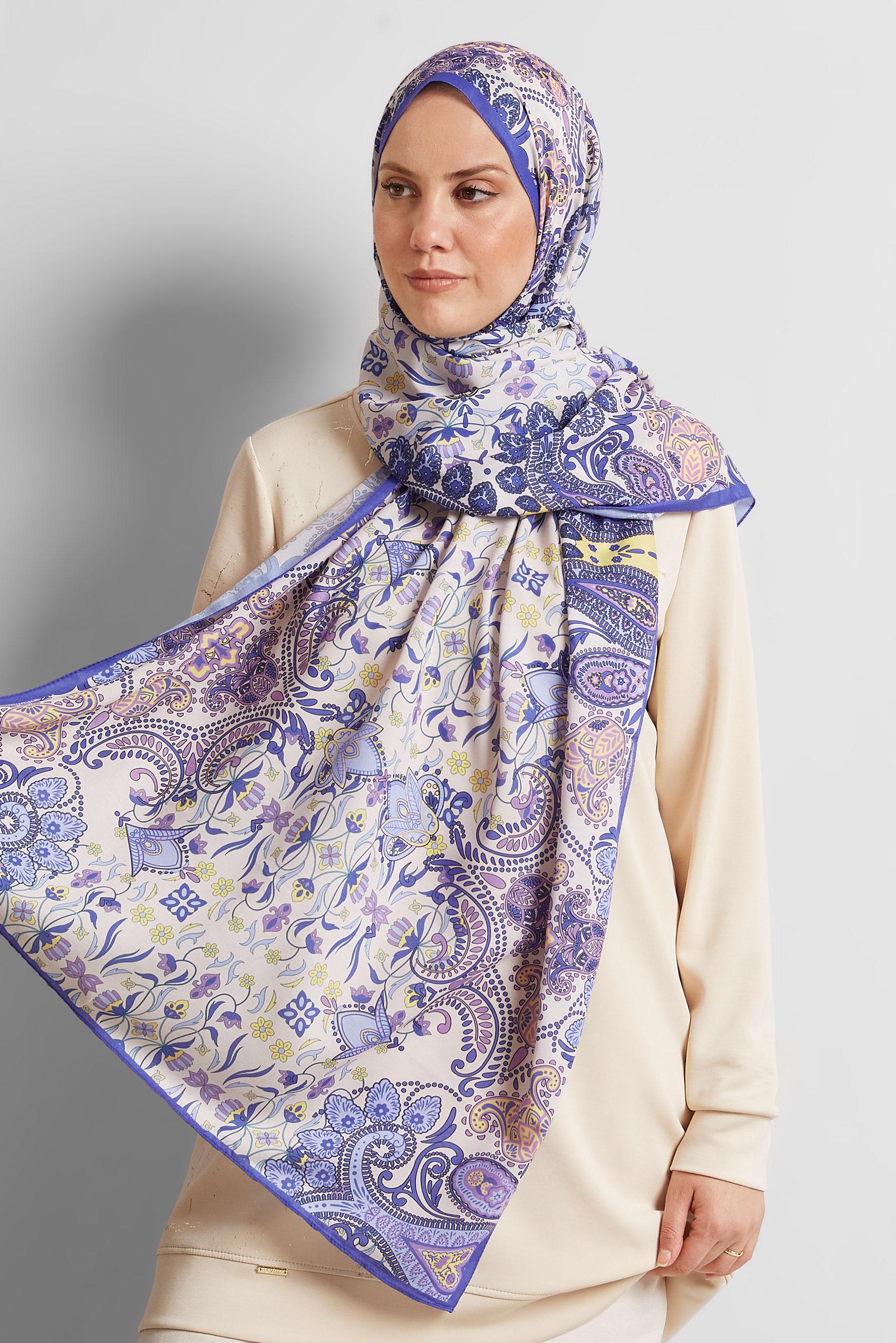 Tesettür giyim MOR ALVİNA DESENLİ ŞAL 10172