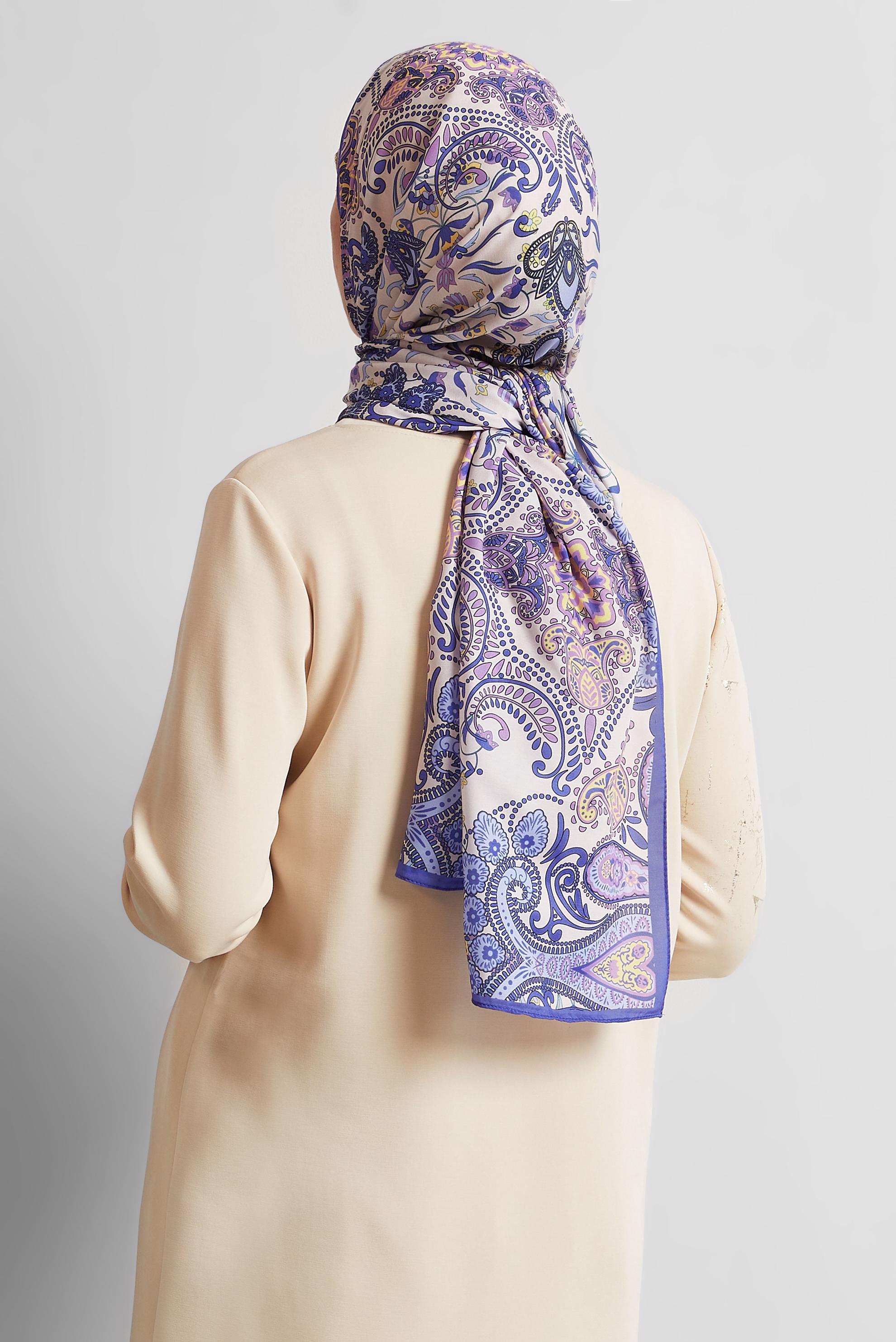 Tesettür giyim MOR ALVİNA DESENLİ ŞAL 10172