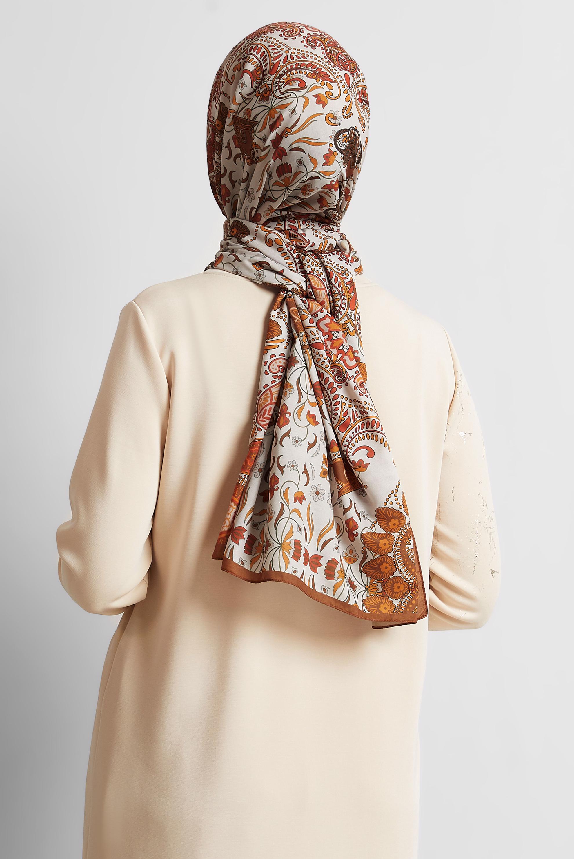 Tesettür giyim TABA ALVİNA DESENLİ ŞAL 10172