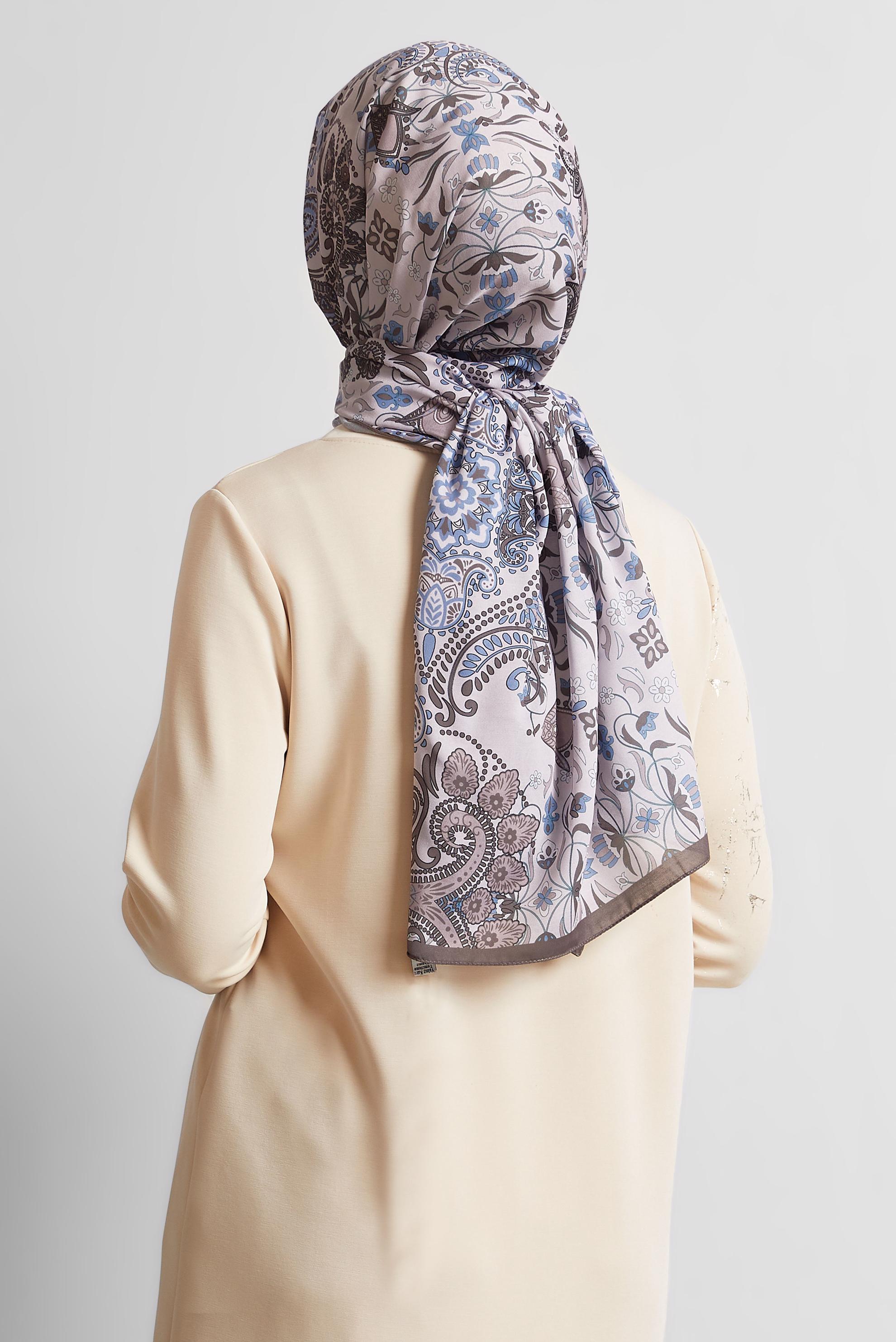 Tesettür giyim VİZON ALVİNA DESENLİ ŞAL 10172