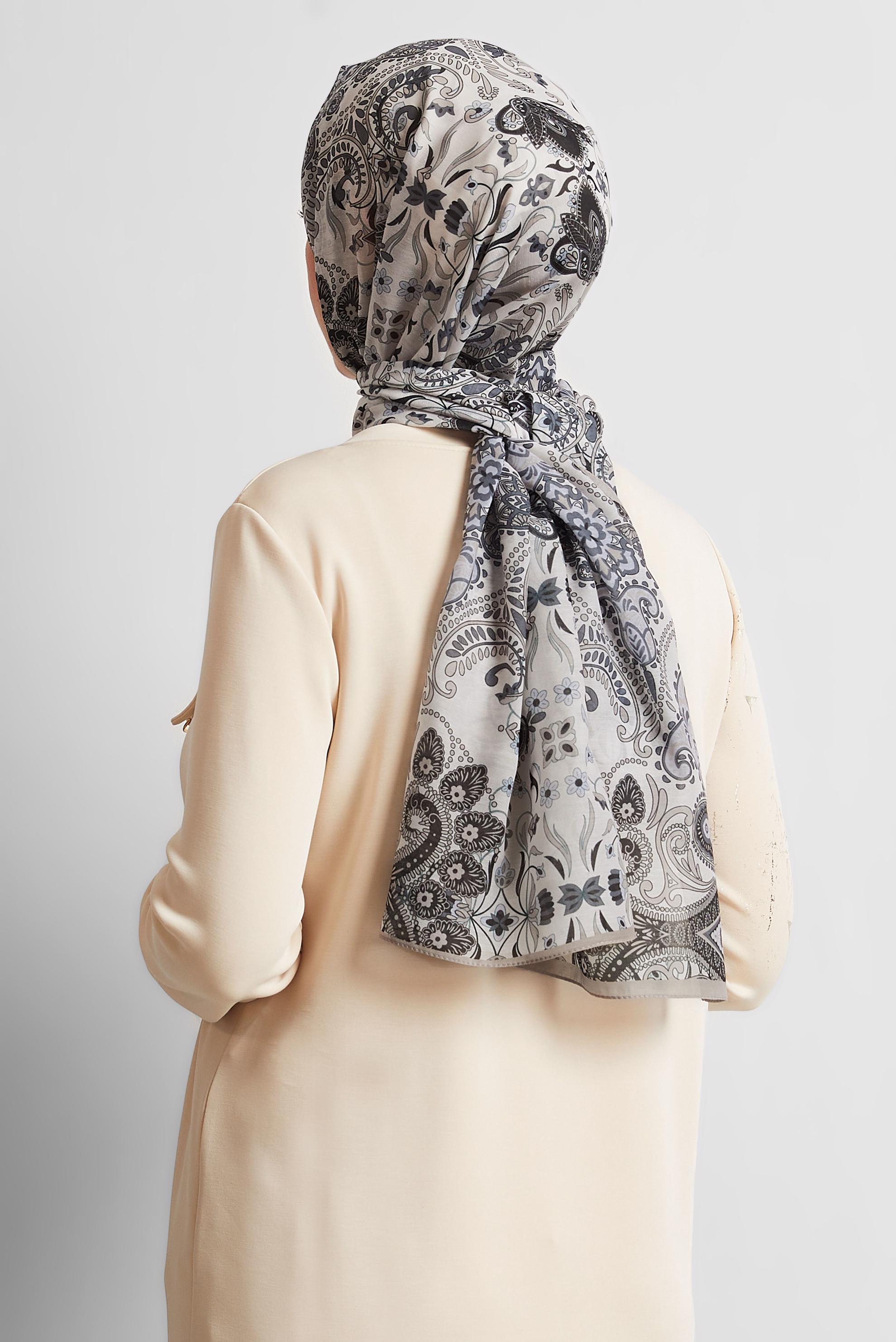 Tesettür giyim BEJ ALVİNA DESENLİ ŞAL 10172