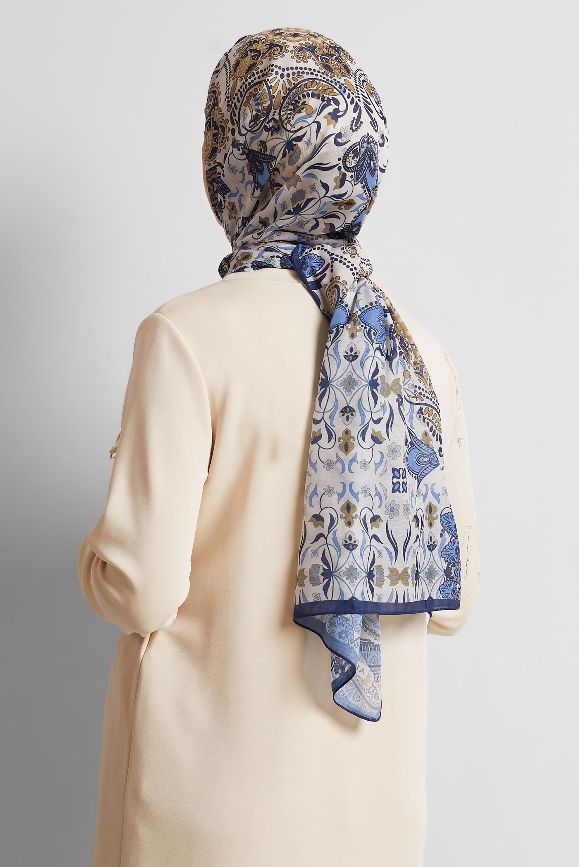 Tesettür giyim LACİVERT ALVİNA DESENLİ ŞAL 10172